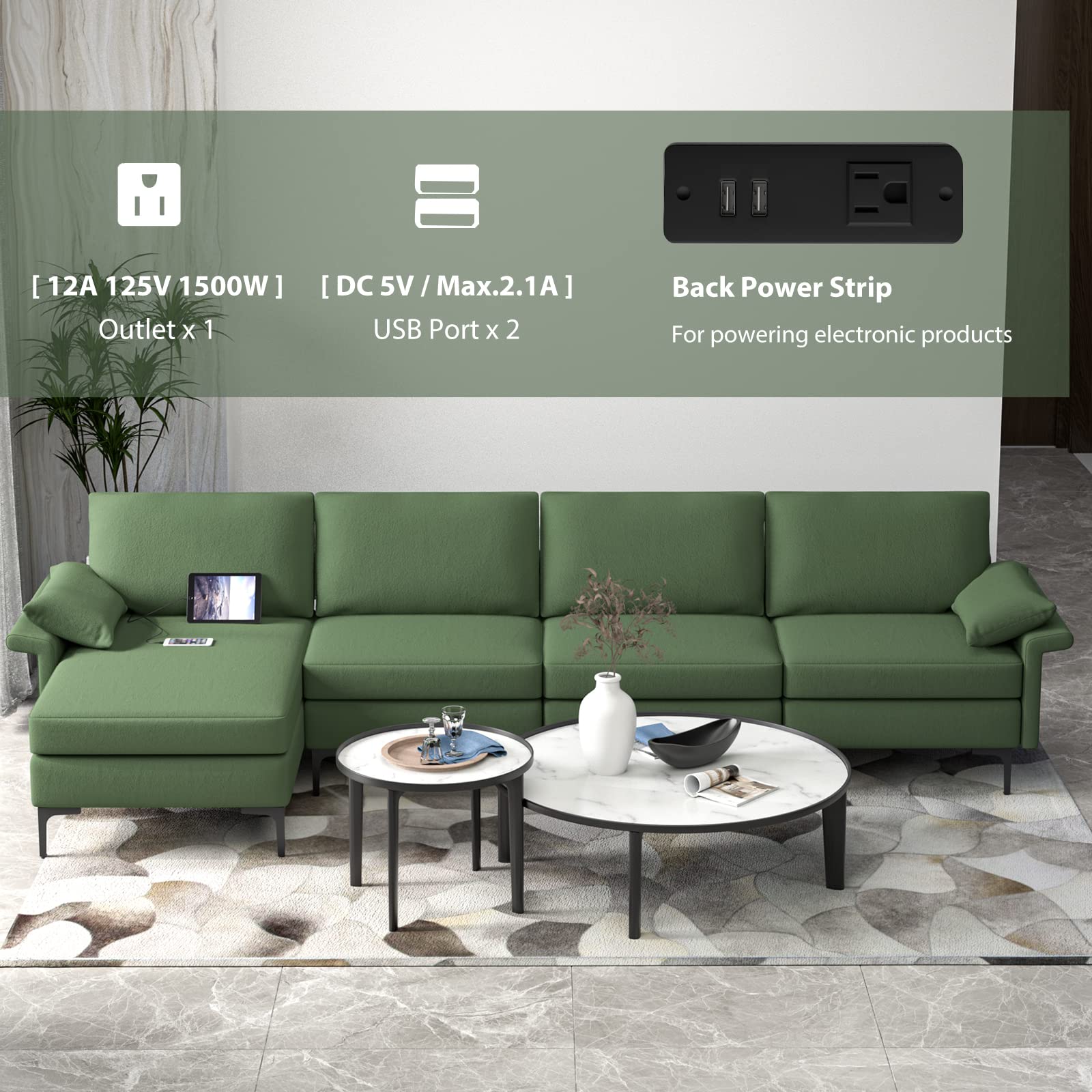 KOMFOTT 130.5 Inch Extra Large Convertible Sectional Sofa