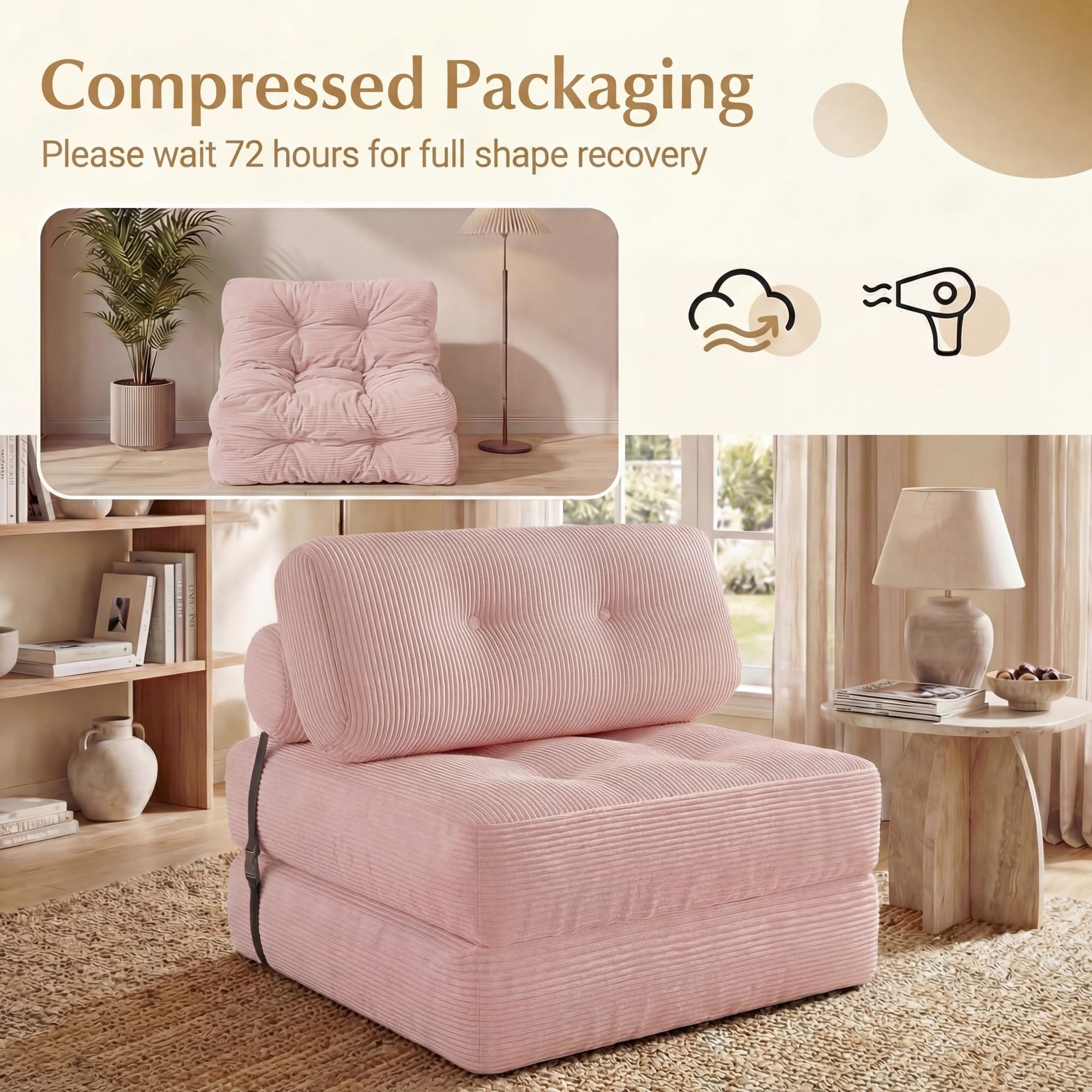 KOMFOTT Convertible Folding Sofa Bed with Pillow