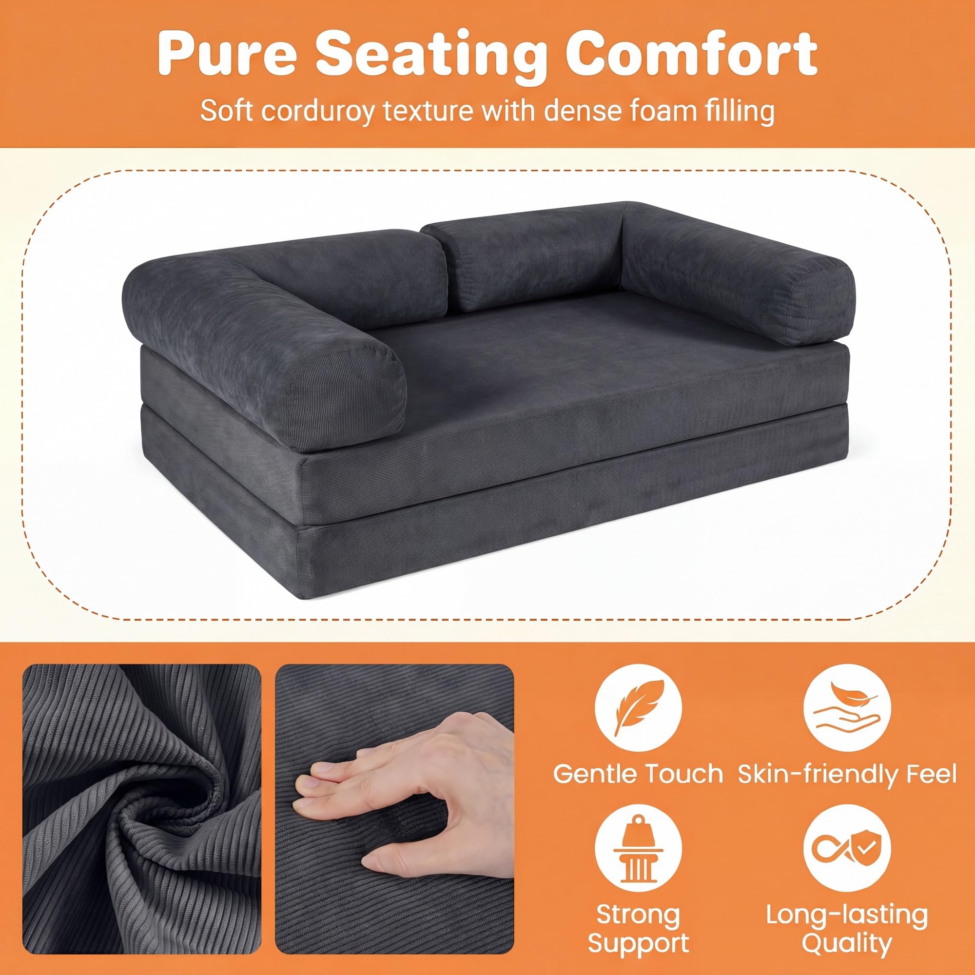 KOMFOTT 4-in-1 Folding Sofa Bed Convertible Futon Couch