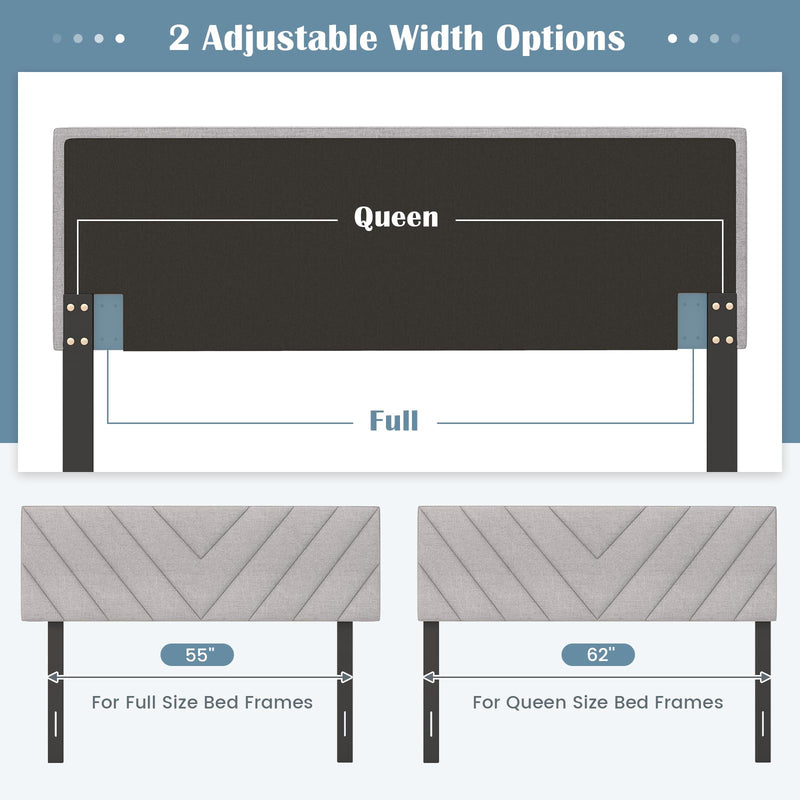 KOMFOTT Linen Fabric Upholstered Headboard for Full/Queen Size Bed, Gray