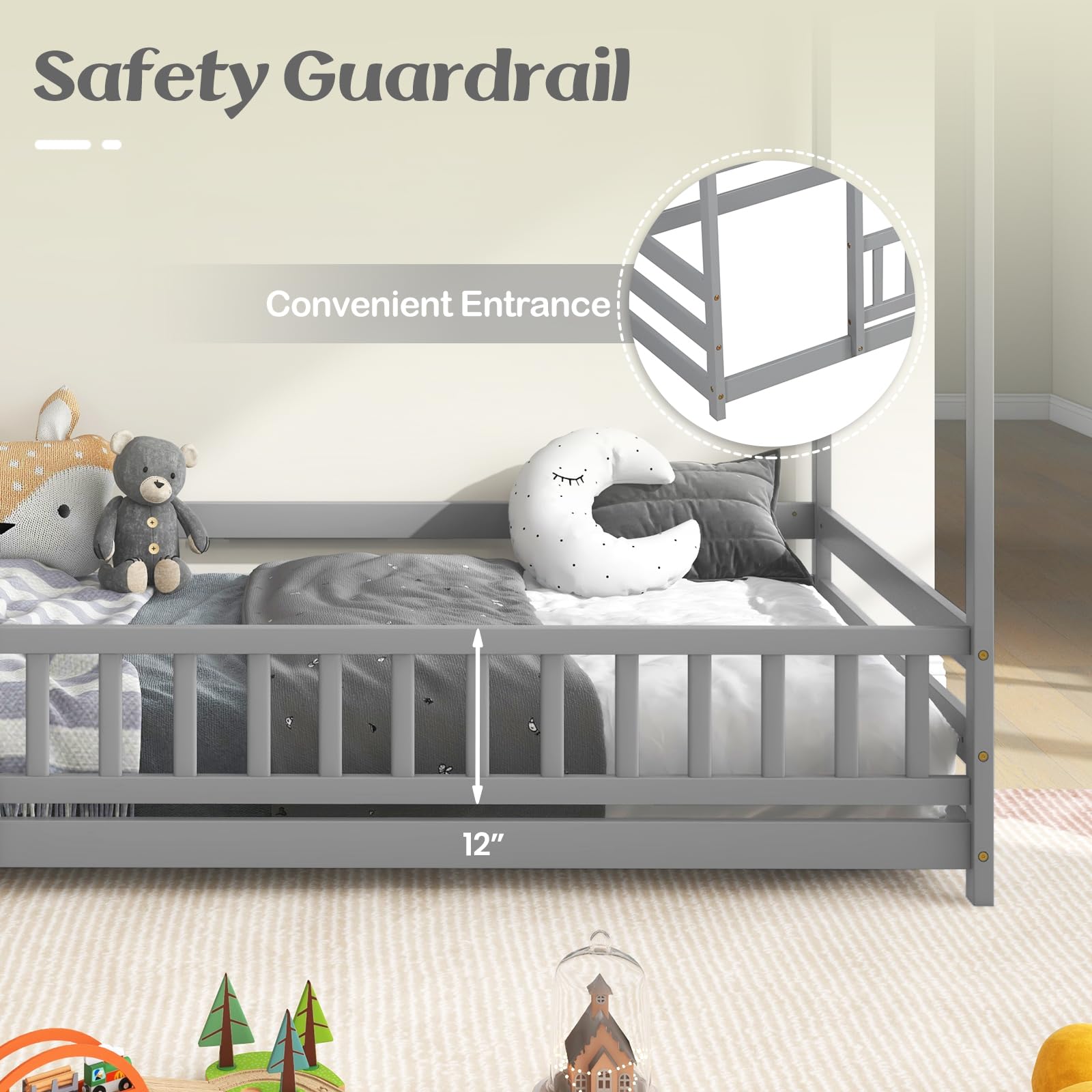 KOMFOTT Twin Size Floor House Bed