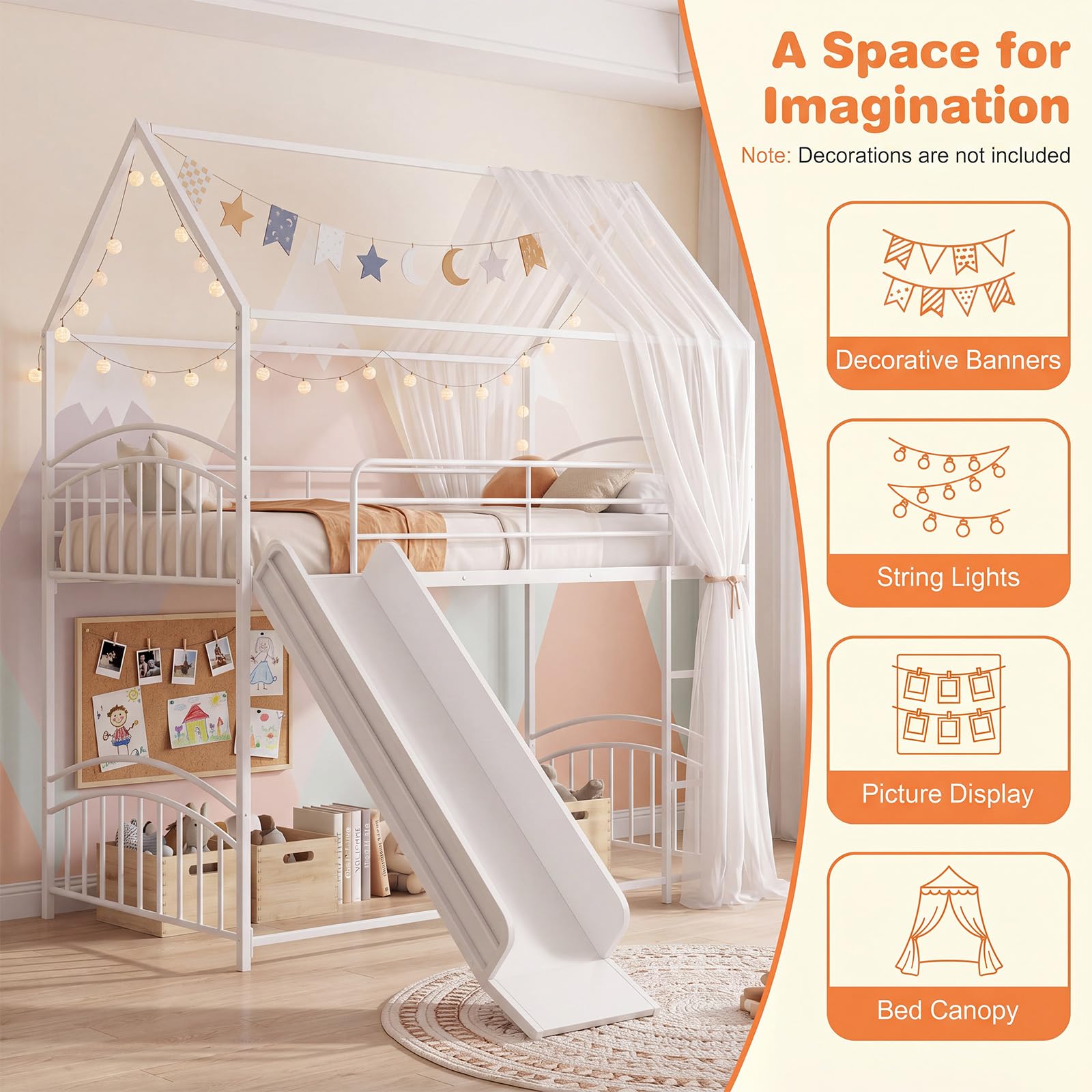 KOMFOTT Bunk Bed Twin Over Twin Metal Bed Frame