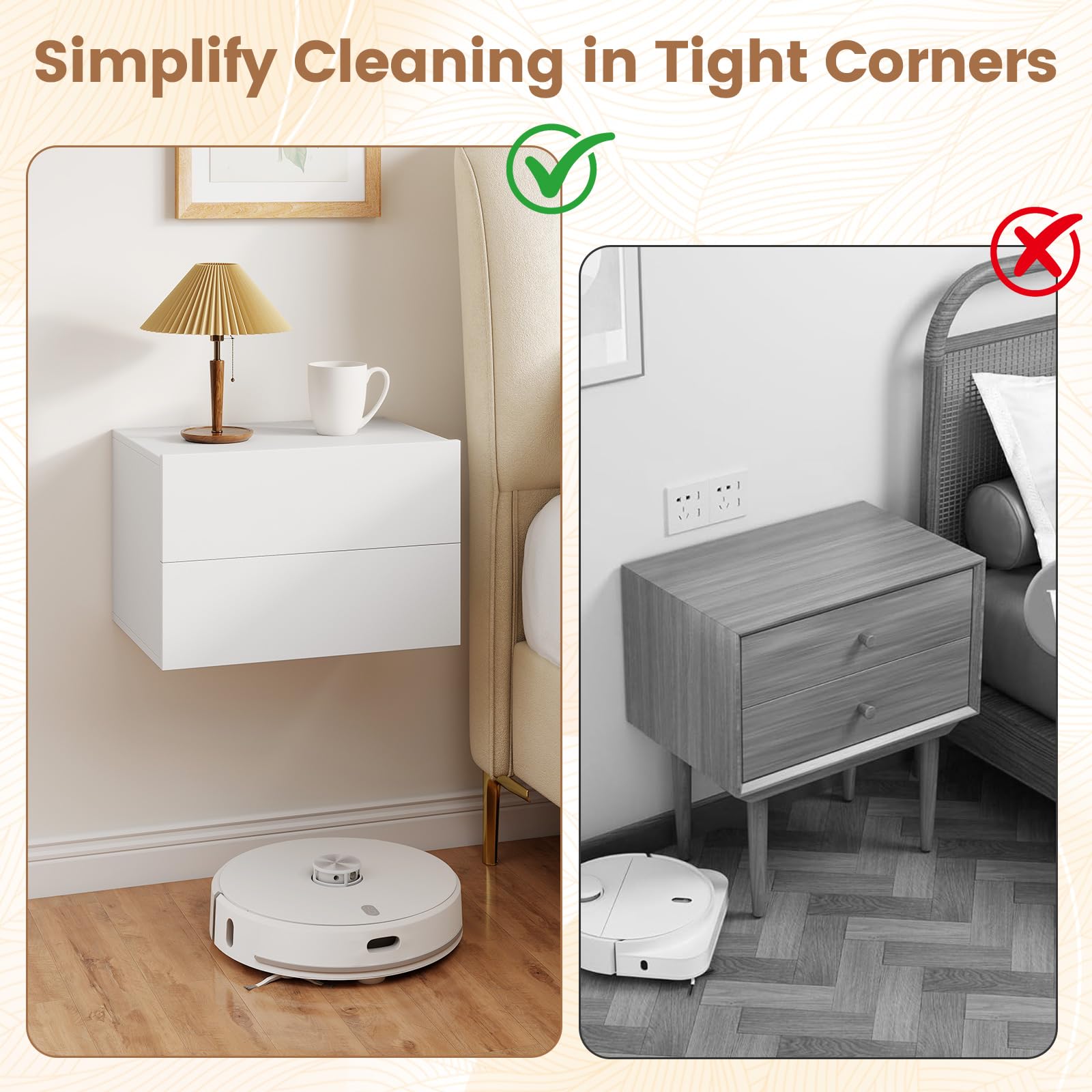 KOMFOTT Floating Nightstand Wall Mounted Night Stand(16.5" x 12" x 11.5",1/2)