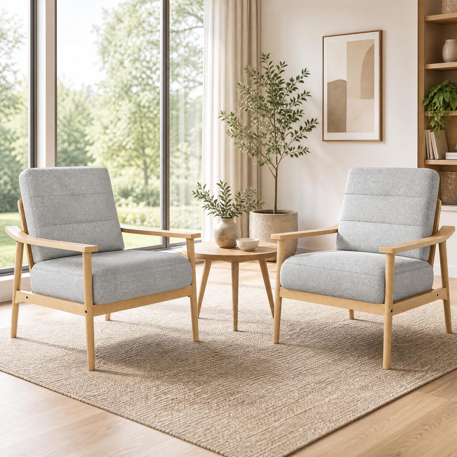 KOMFOTT Modern Accent Chair Upholstered Armchair with Padded Seat (1/2)