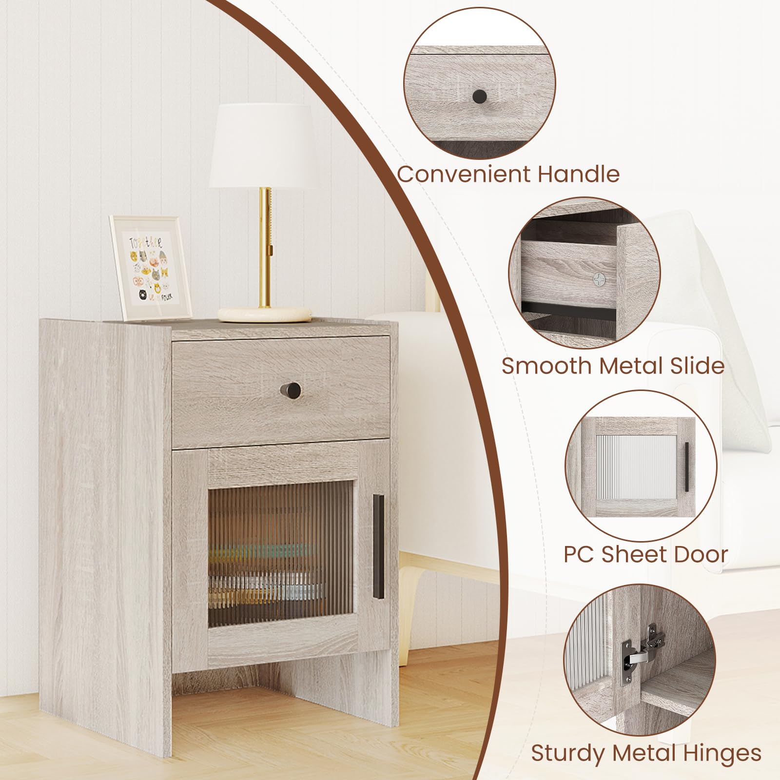 KOMFOTT Nightstand with Drawer & Cabinet(1/2)