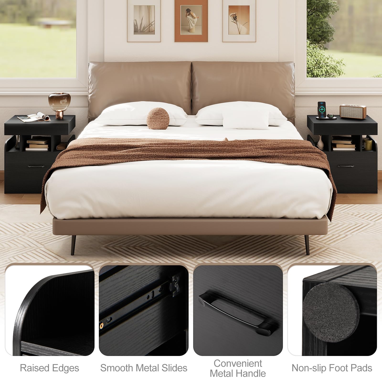 KOMFOTT Nightstand with Charging Station Bedside Table(1/2)