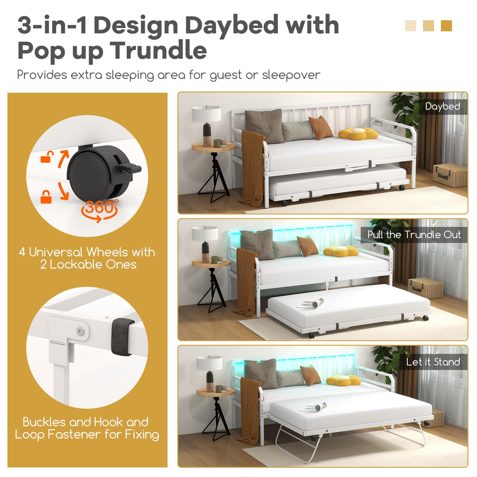 KOMFOTT Twin Daybed with Pop Up Trundle