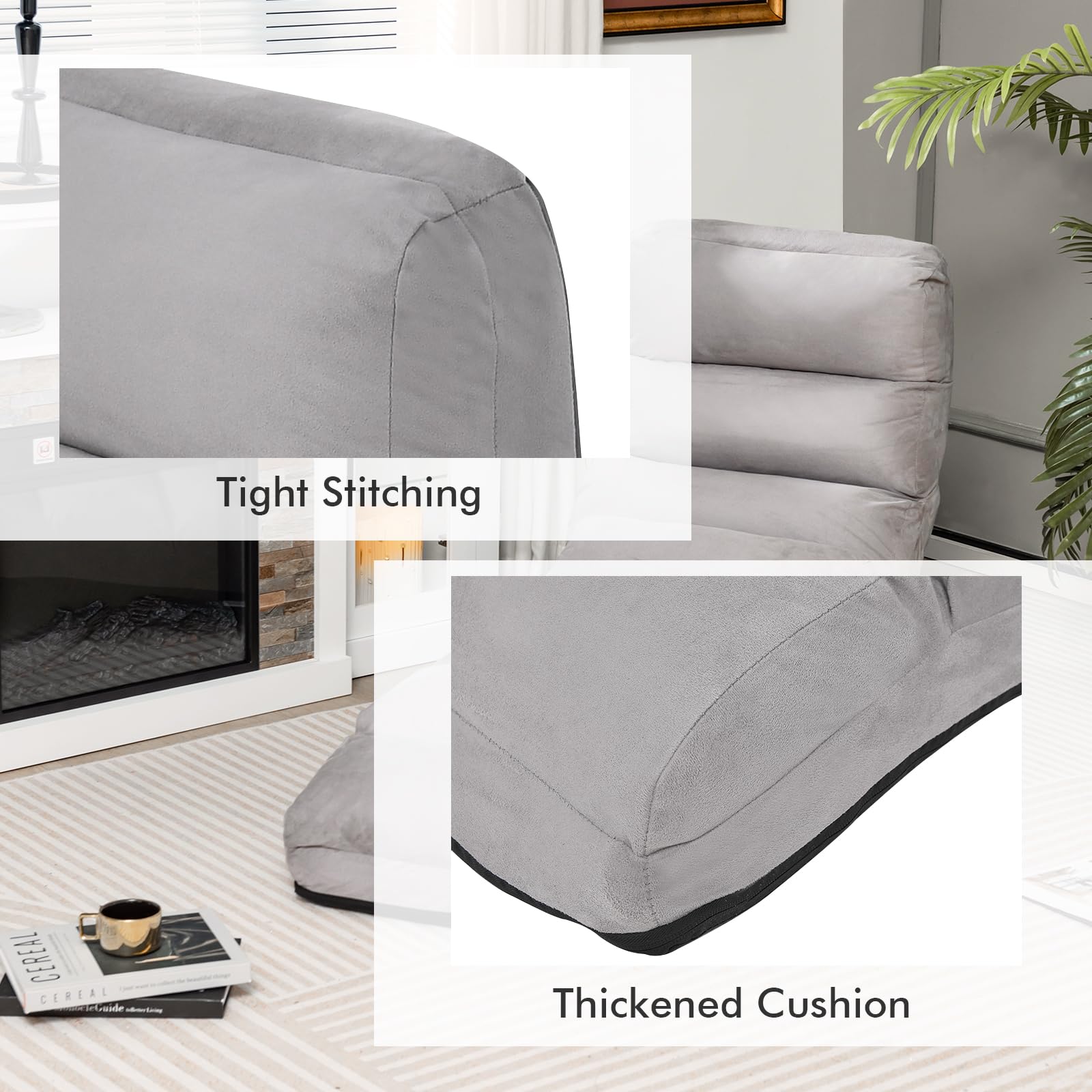 KOMFOTT Foldable Floor Lazy Sofa with Pillow Indoor Chaise Lounger