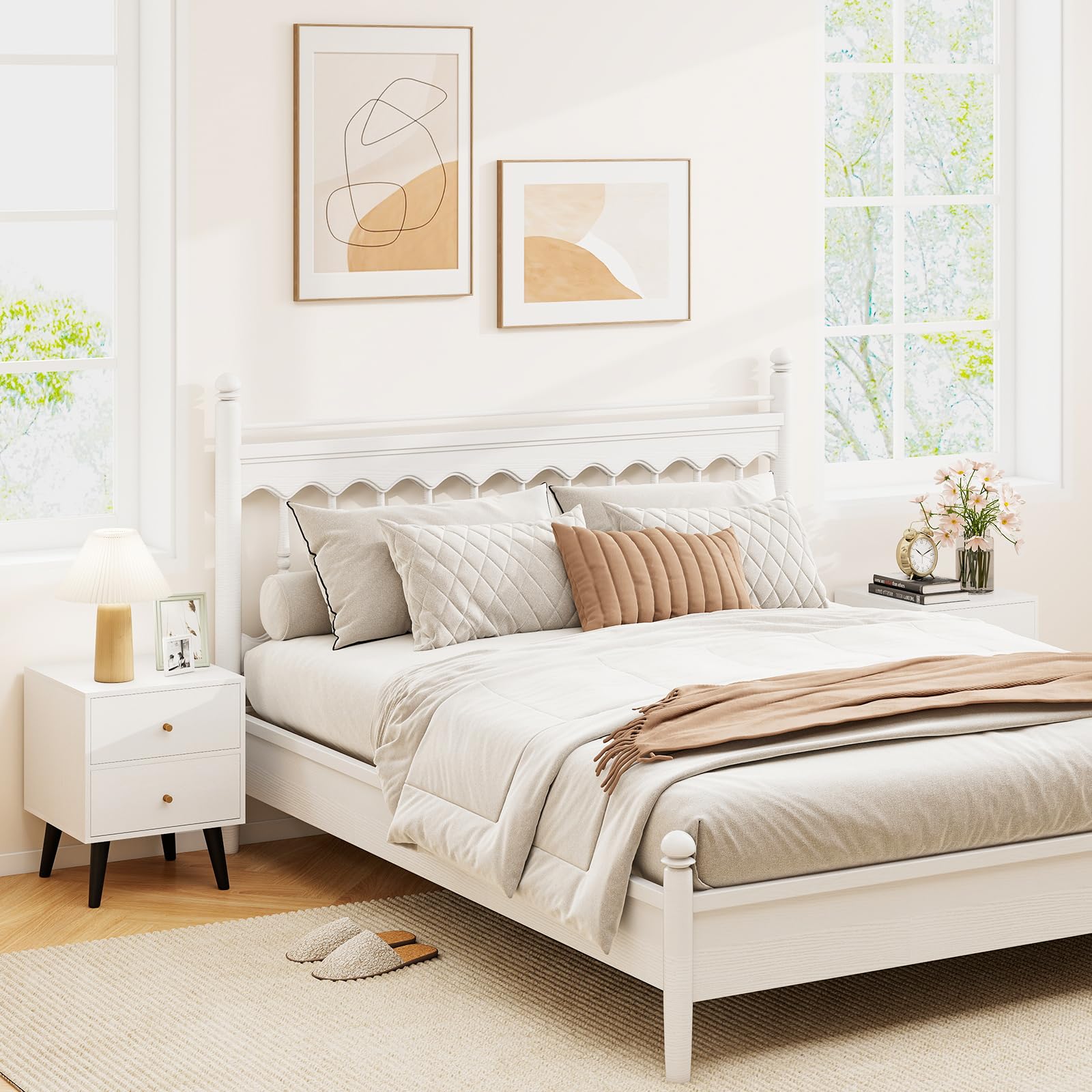 KOMFOTT Nightstand Set of 1/2 Mid Century Modern Bedside Table