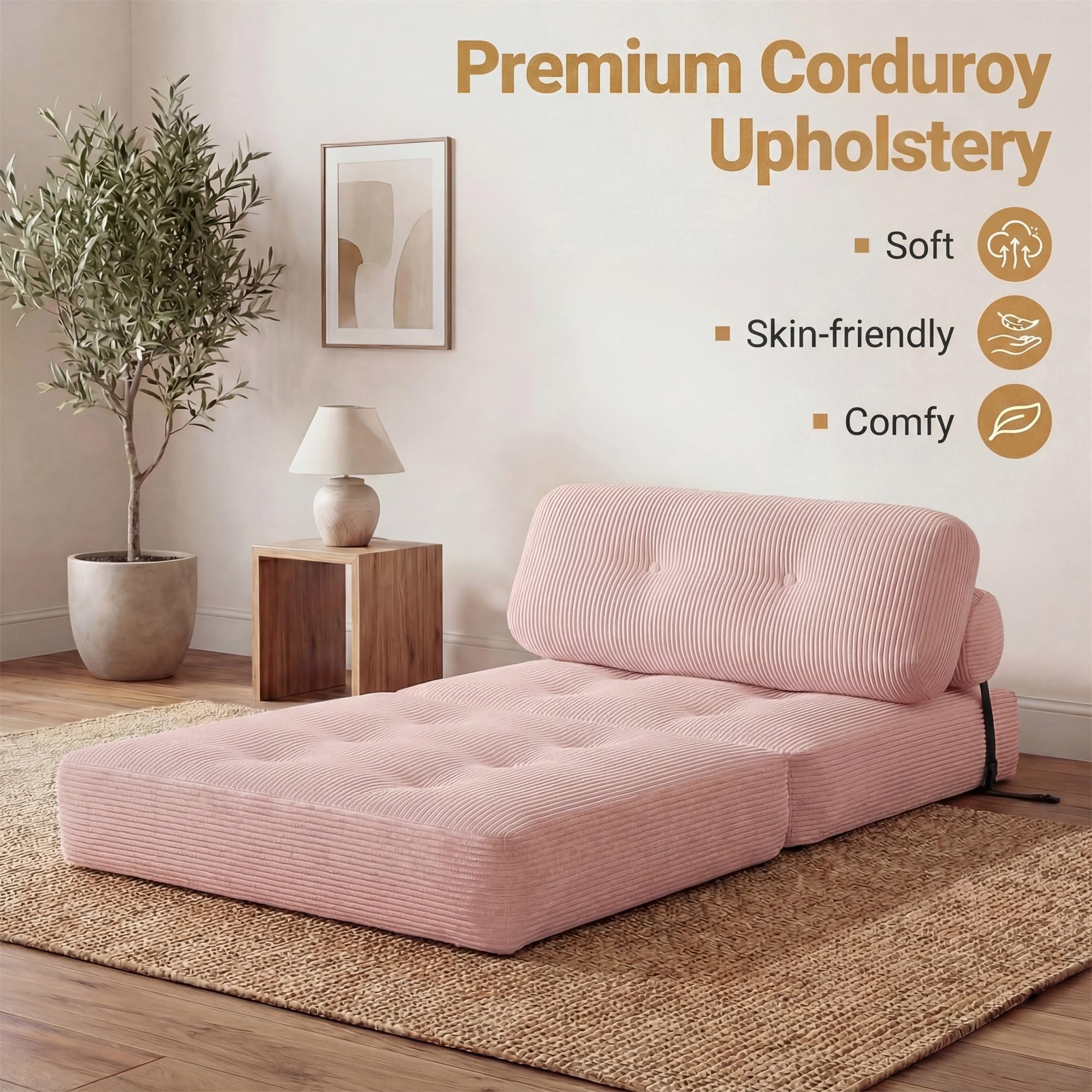 KOMFOTT Convertible Folding Sofa Bed with Pillow