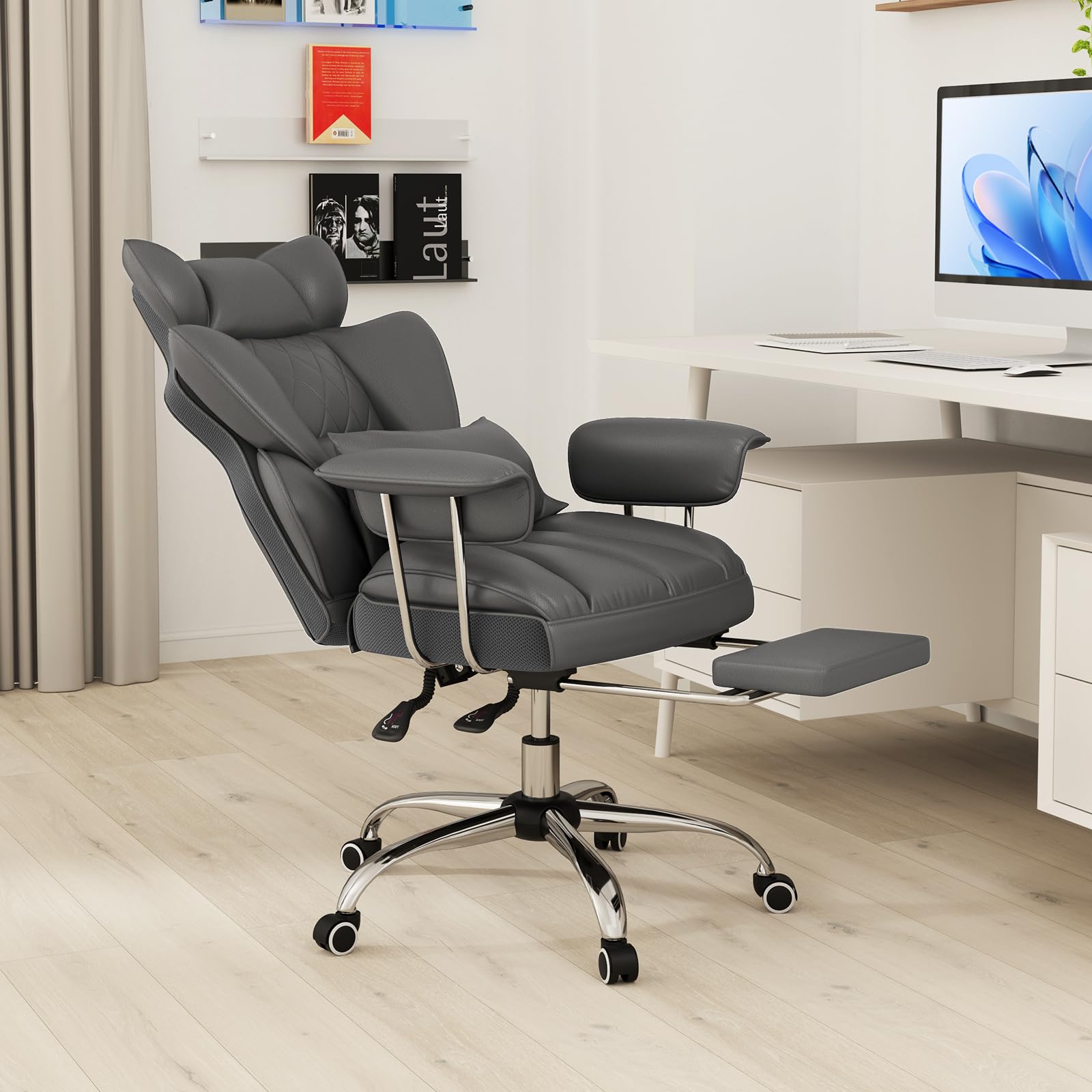KOMFOTT 400 LBS Big and Tall Office Chair, PU Leather Executive Desk C