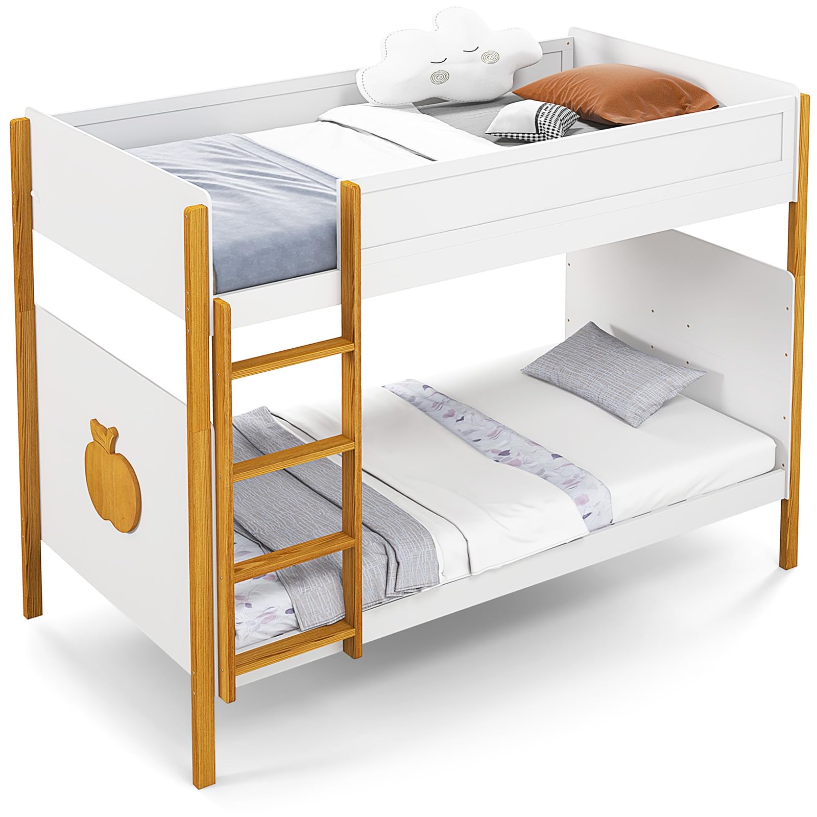 KOMFOTT Twin Over Twin Bunk Bed Solid Wood Bunk Bed Frame