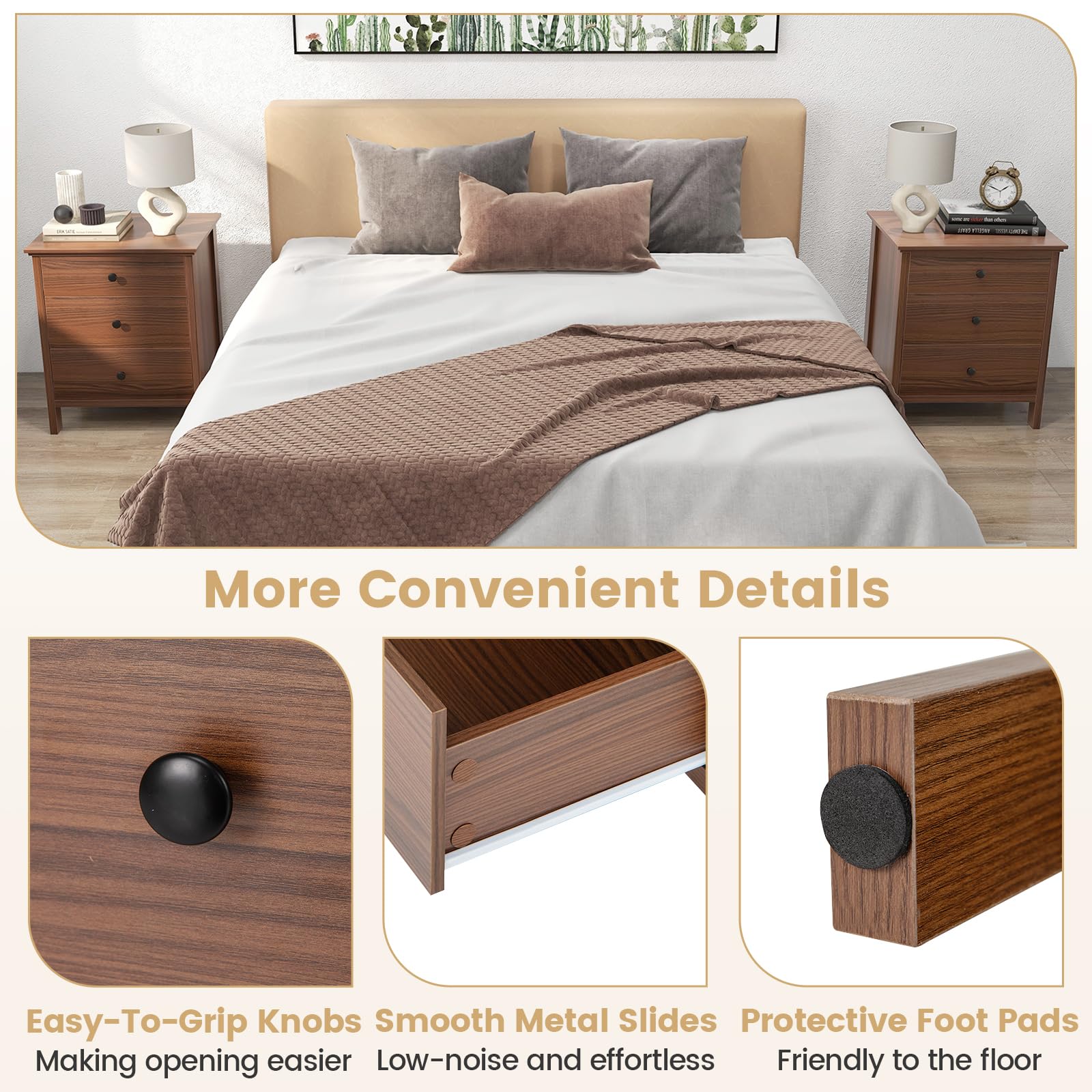 KOMFOTT 3 Drawers Nightstand Set of 1/2