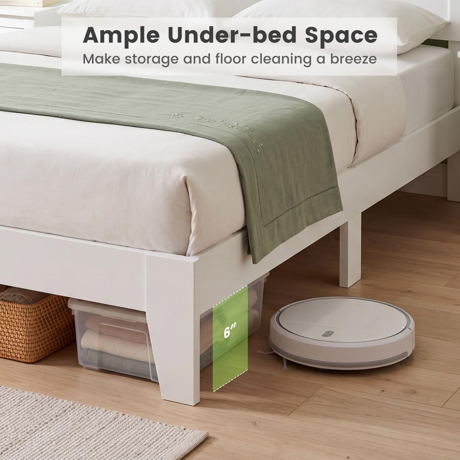 KOMFOTT Full/Twin Size Bed Frame Modern Platform Bed with Headboard