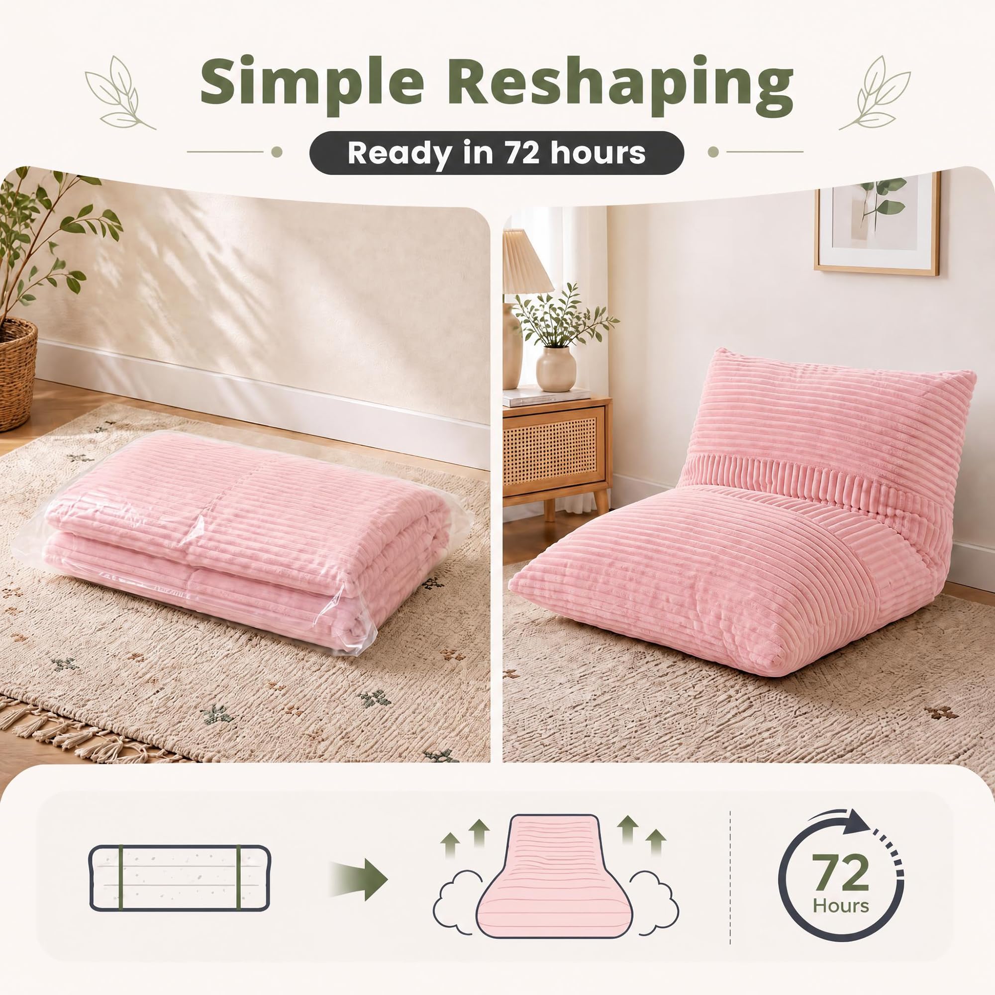 KOMFOTT 3-in-1 Bean Bag Chair Floor Sofa Bed for Adults(73" x 53")