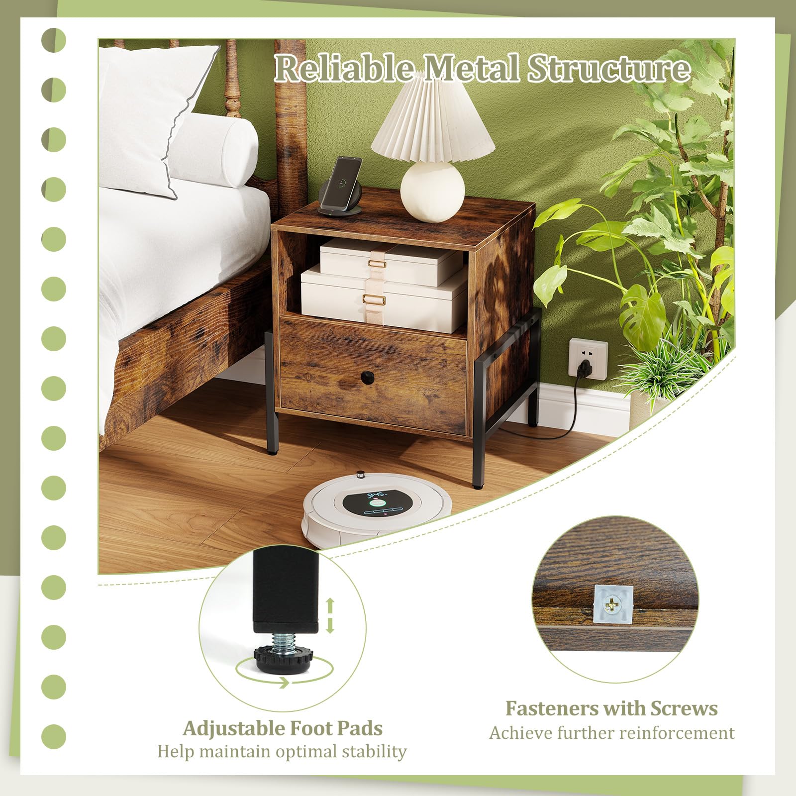 KOMFOTT Nightstand with Charging Station（1/2）