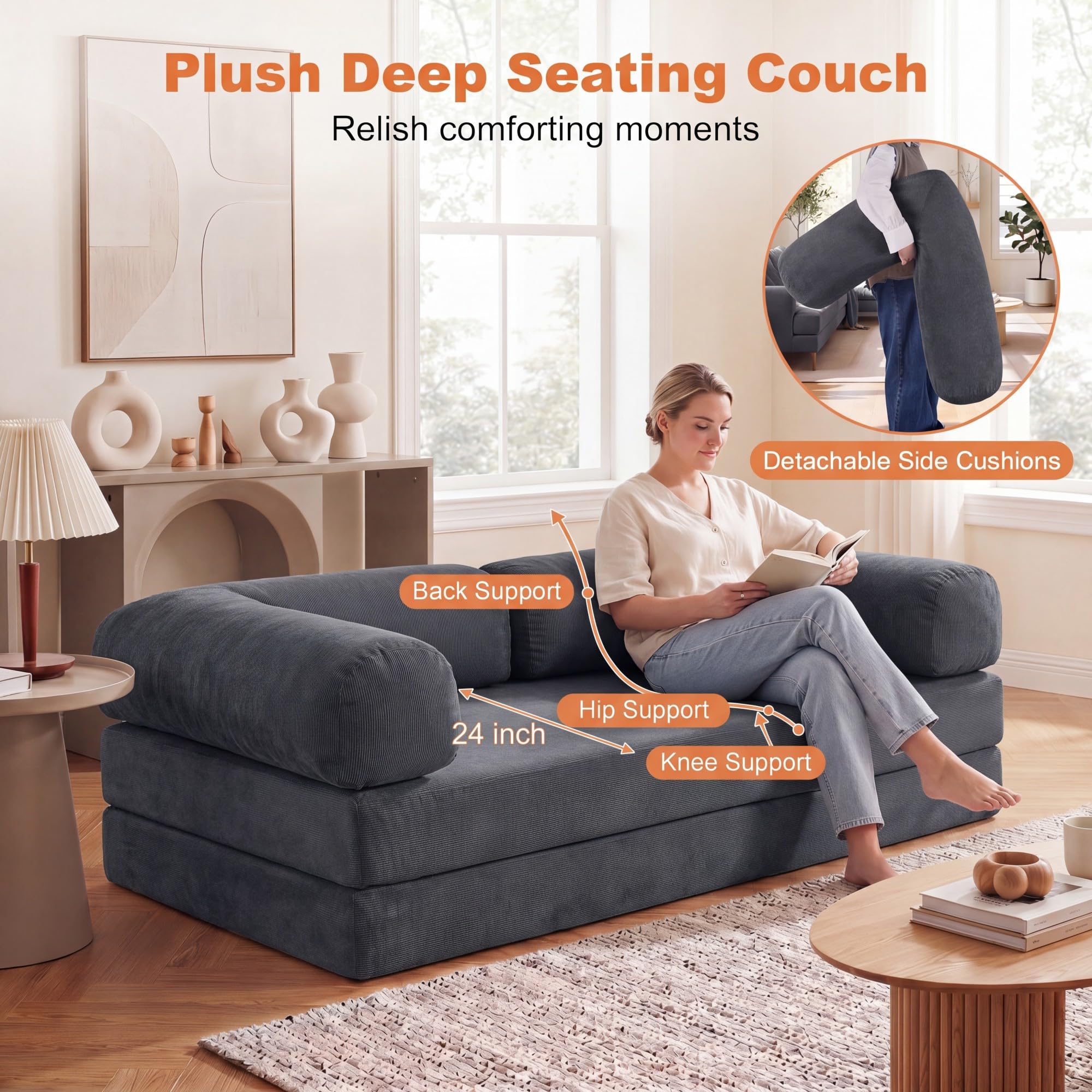 KOMFOTT 4-in-1 Folding Sofa Bed Convertible Futon Couch
