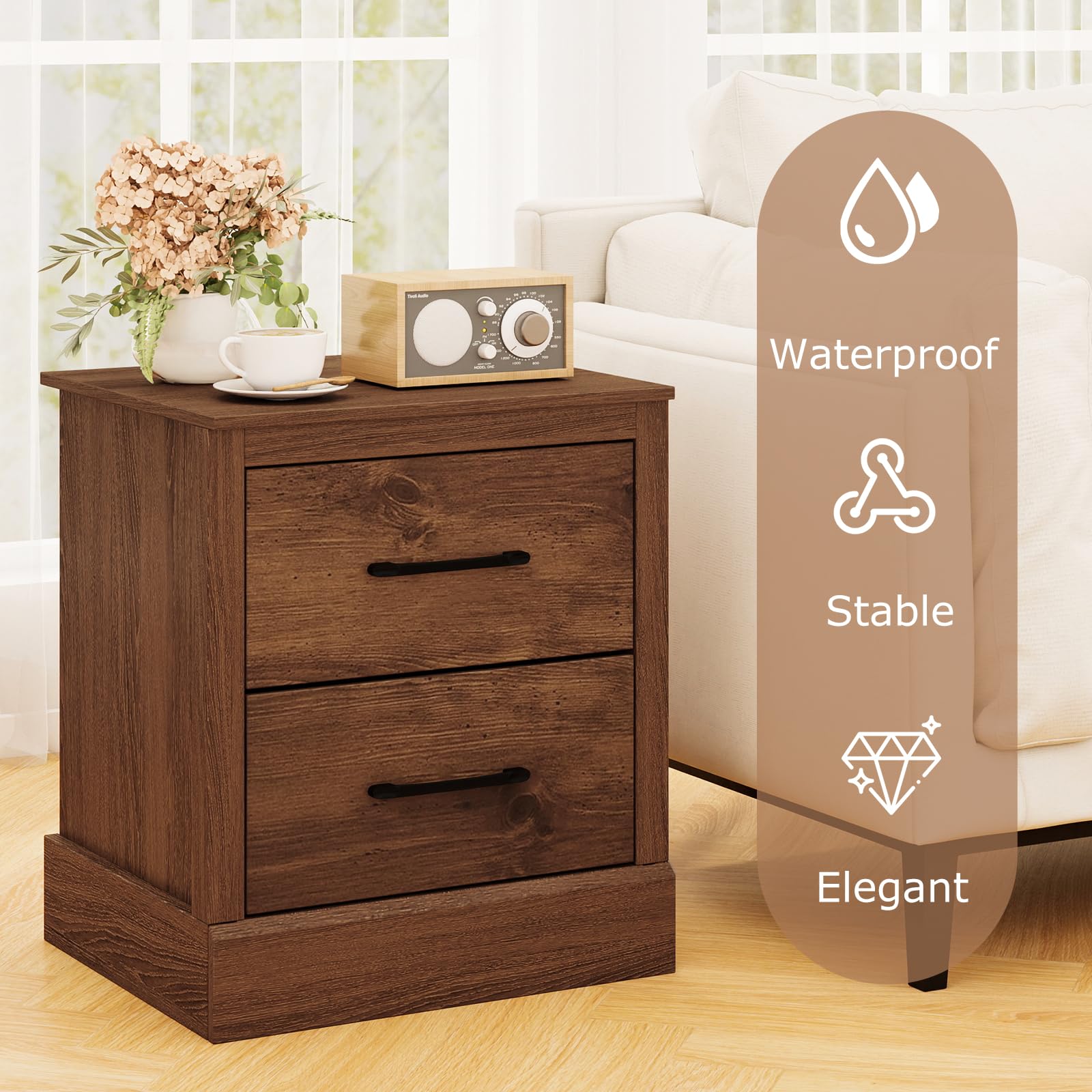 KOMFOTT Farmhouse Nightstand with Drawers(1/2)