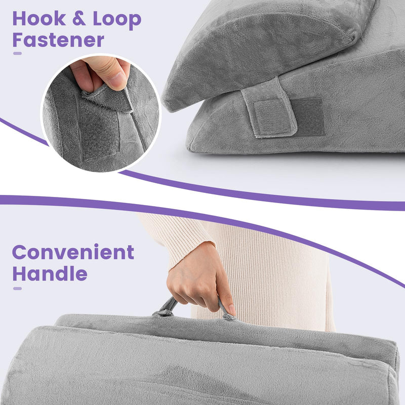 KOMFOTT 3PCS Orthopedic Bed Wedge Pillow Set, Adjustable Support Pillows for Back, Neck, and Leg