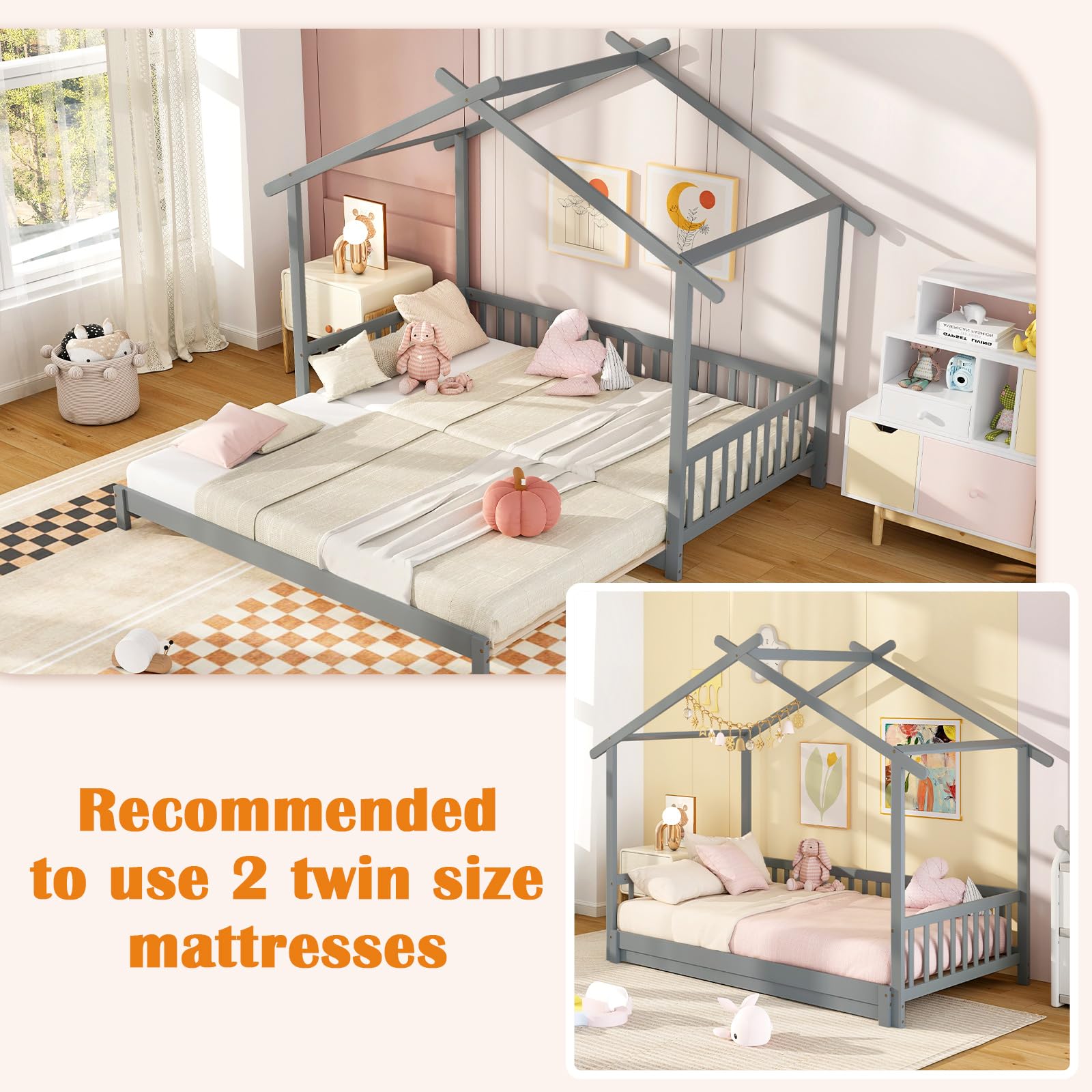 KOMFOTT Wood Extendable House Bed