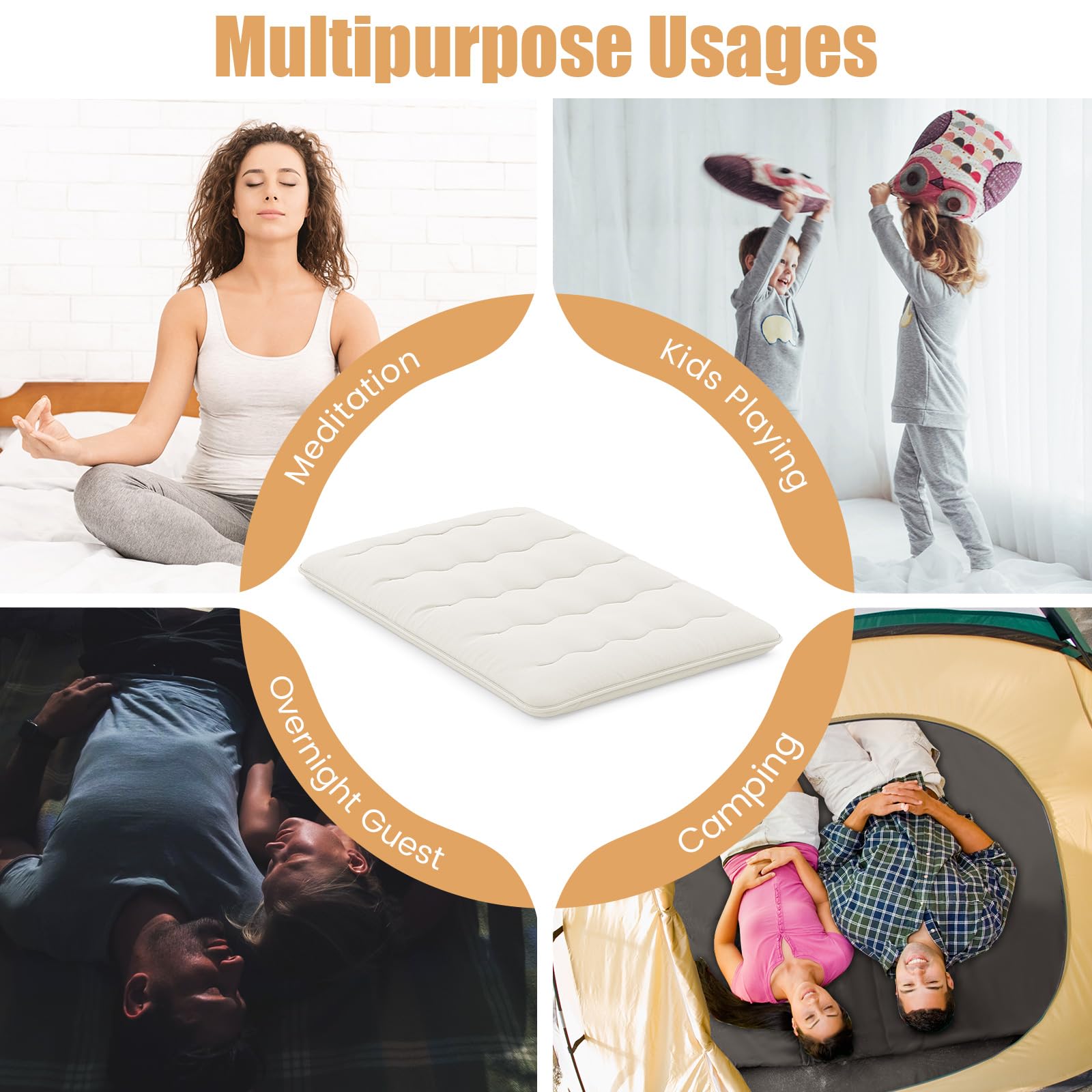 KOMFOTT Japanese Floor Mattress 4 Inch Roll up Futon Mattress