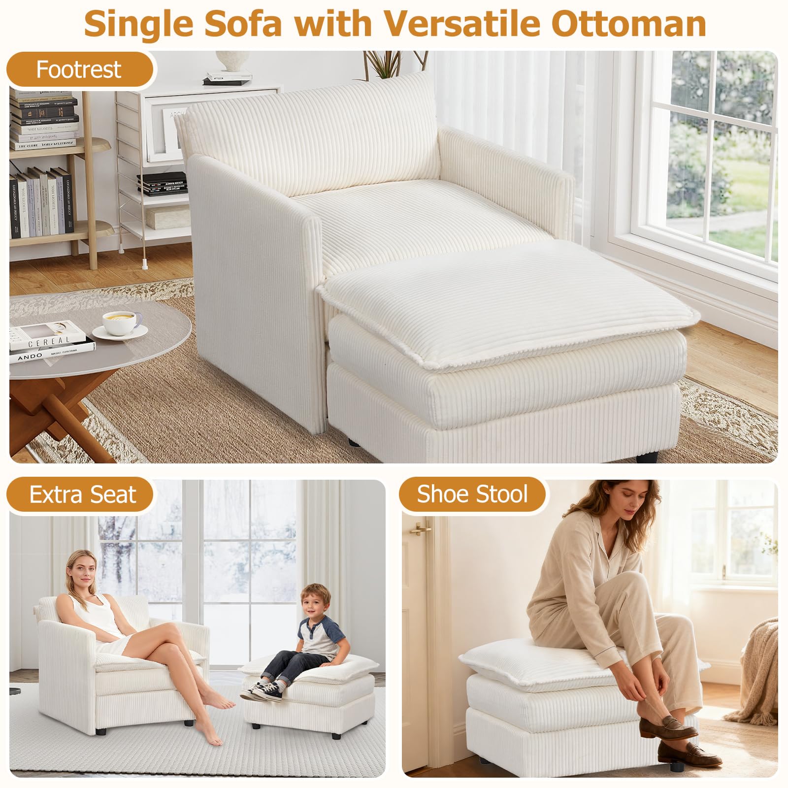 KOMFOTT Oversized Accent Chair with Ottoman