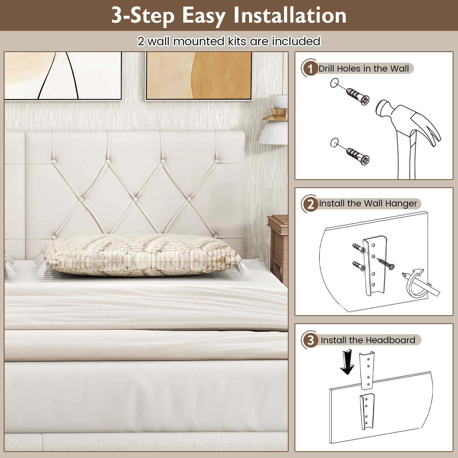 KOMFOTT Wall-Mounted Headboard for Twin Size Bed