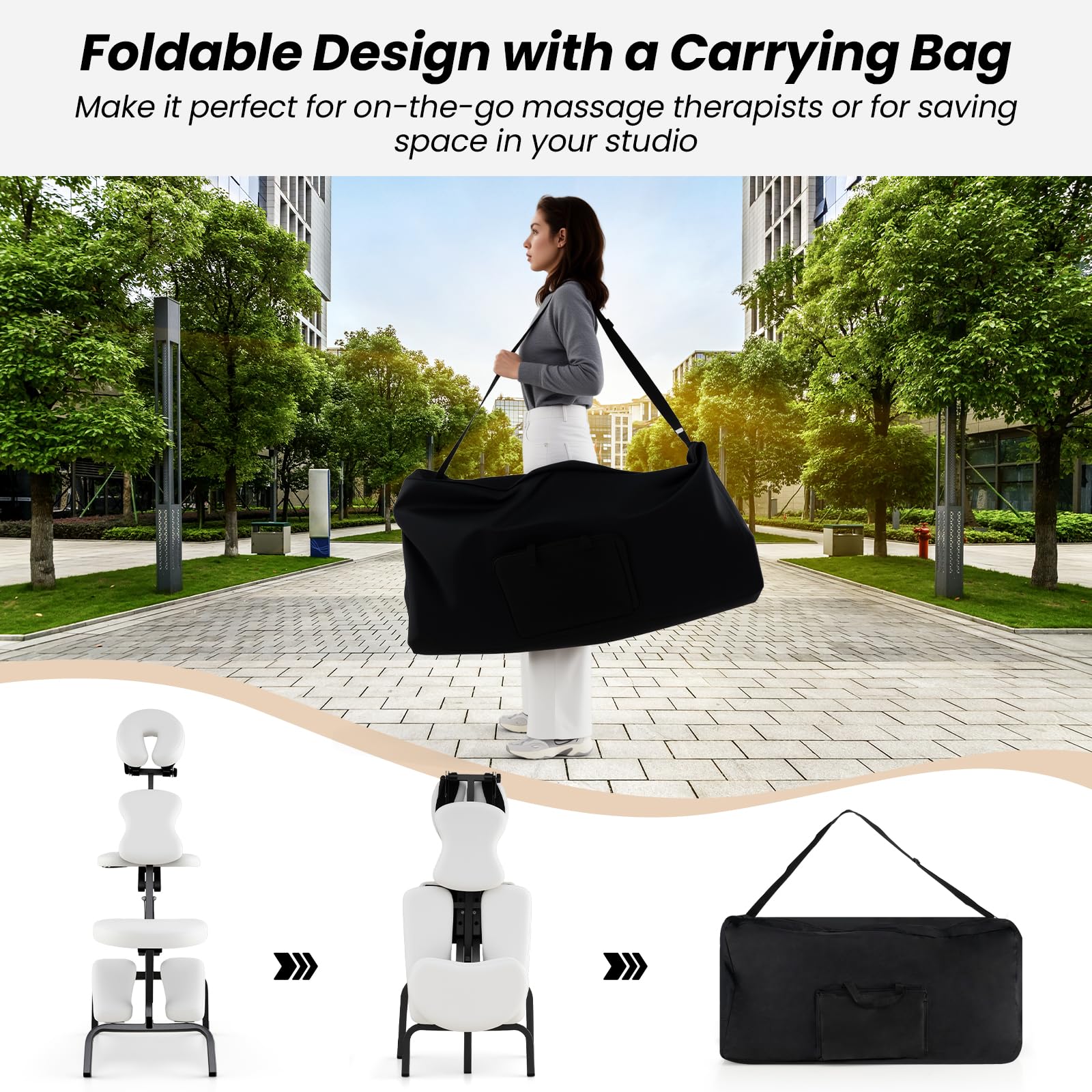 KOMFOTT Portable Light Weight Massage Chair, Travel Massage Tattoo Spa Chair w/Carrying Bag