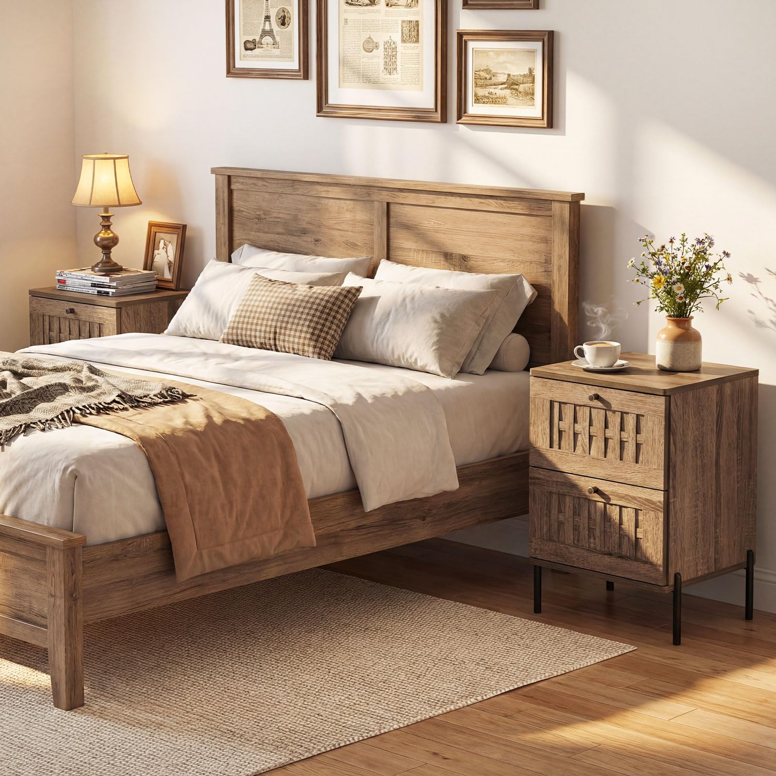 KOMFOTT Wooden Nightstand with 2 Drawers