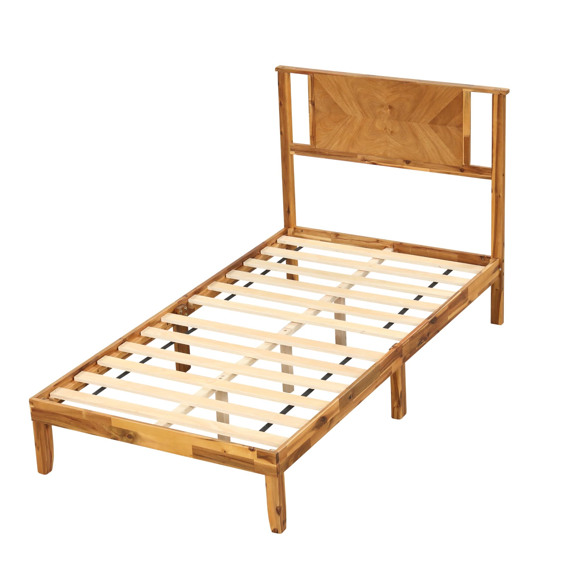 KOMFOTT Wood Bed Frame with Headboard