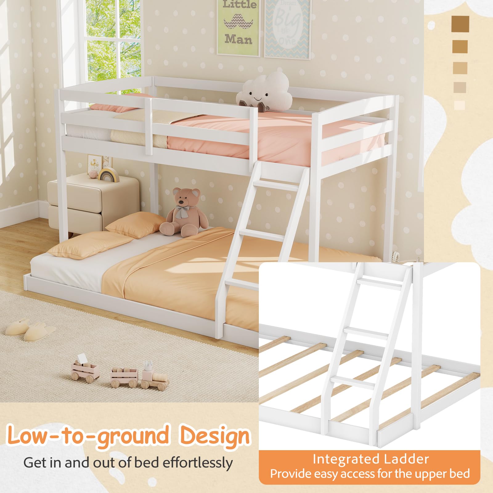 KOMFOTT Low Bunk Bed Twin Over Full