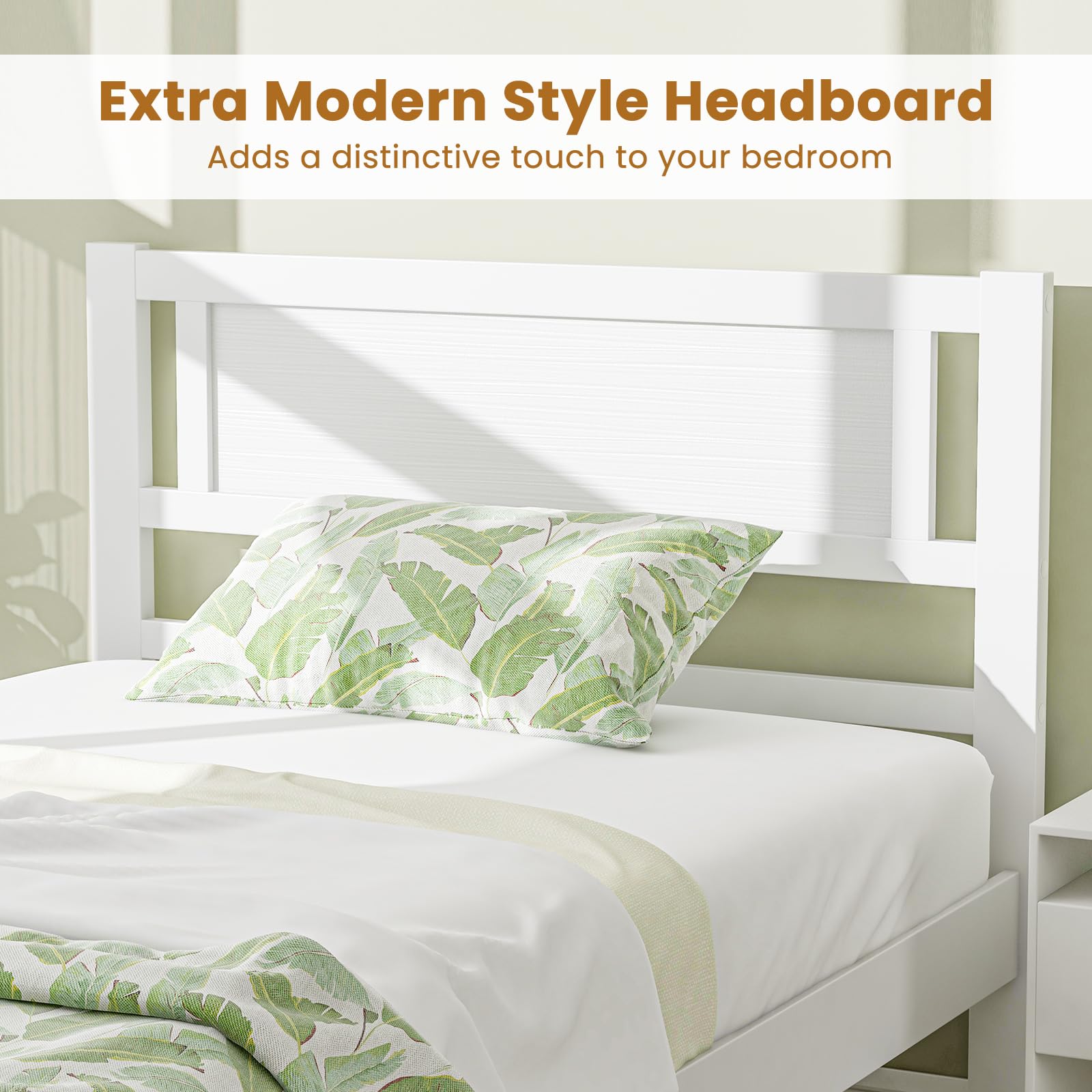 KOMFOTT Wood Platform Bed Frame with Headboard
