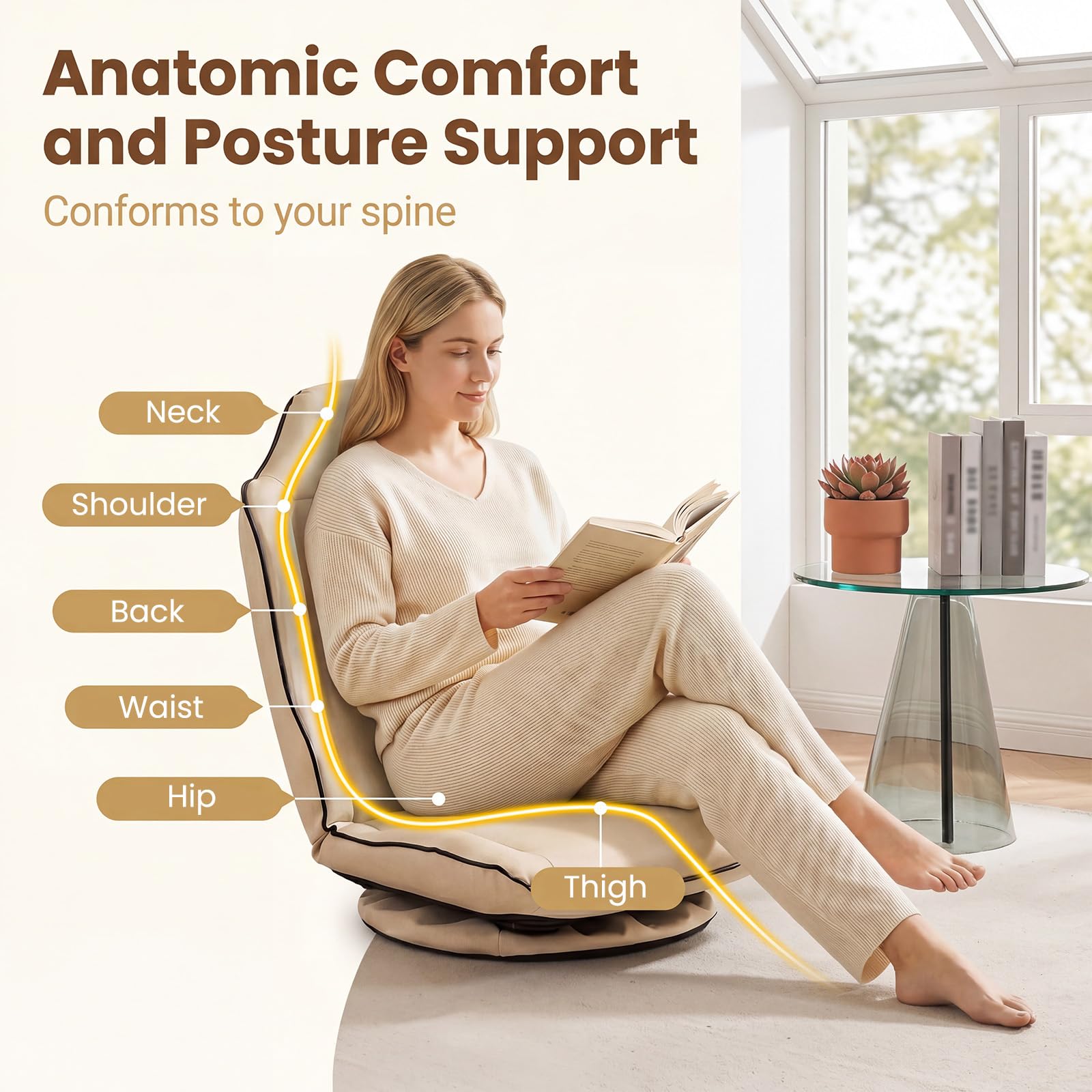 KOMFOTT 360° Swivel Floor Gaming Chair with Adjustable Backrest