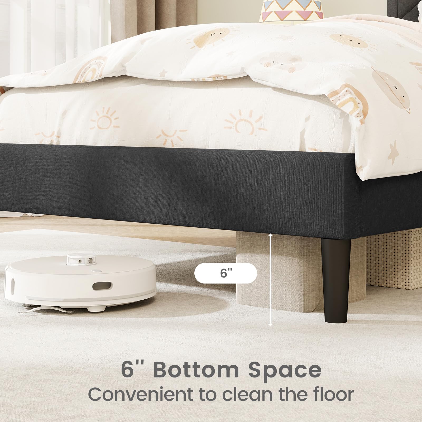 KOMFOTT Upholstered Platform Bed Frame(Modern Geometric Tufted)
