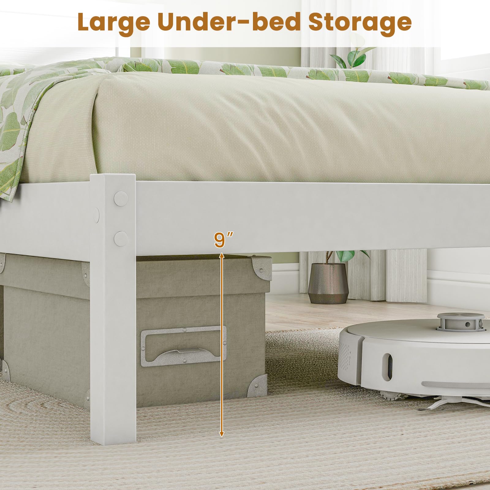KOMFOTT Wood Platform Bed Frame with Headboard
