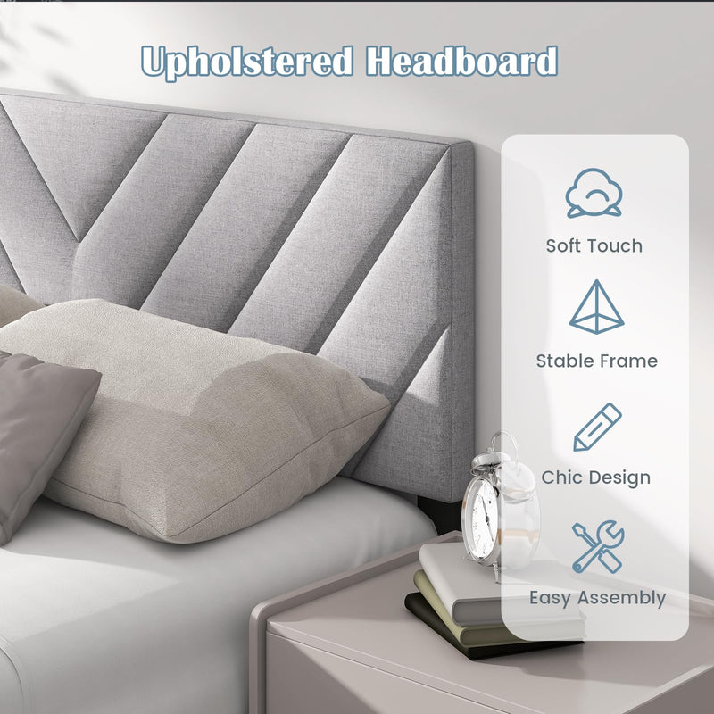 KOMFOTT Linen Fabric Upholstered Headboard for Full/Queen Size Bed, Gray