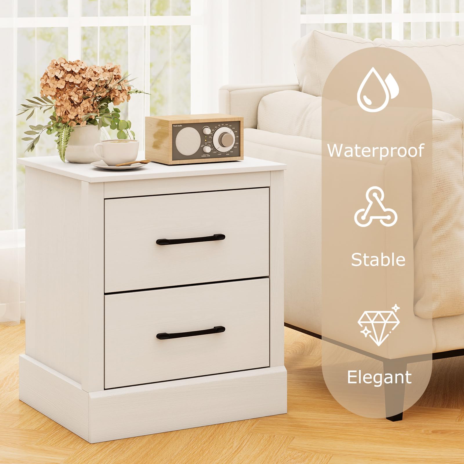 KOMFOTT Farmhouse Nightstand with Drawers(1/2)