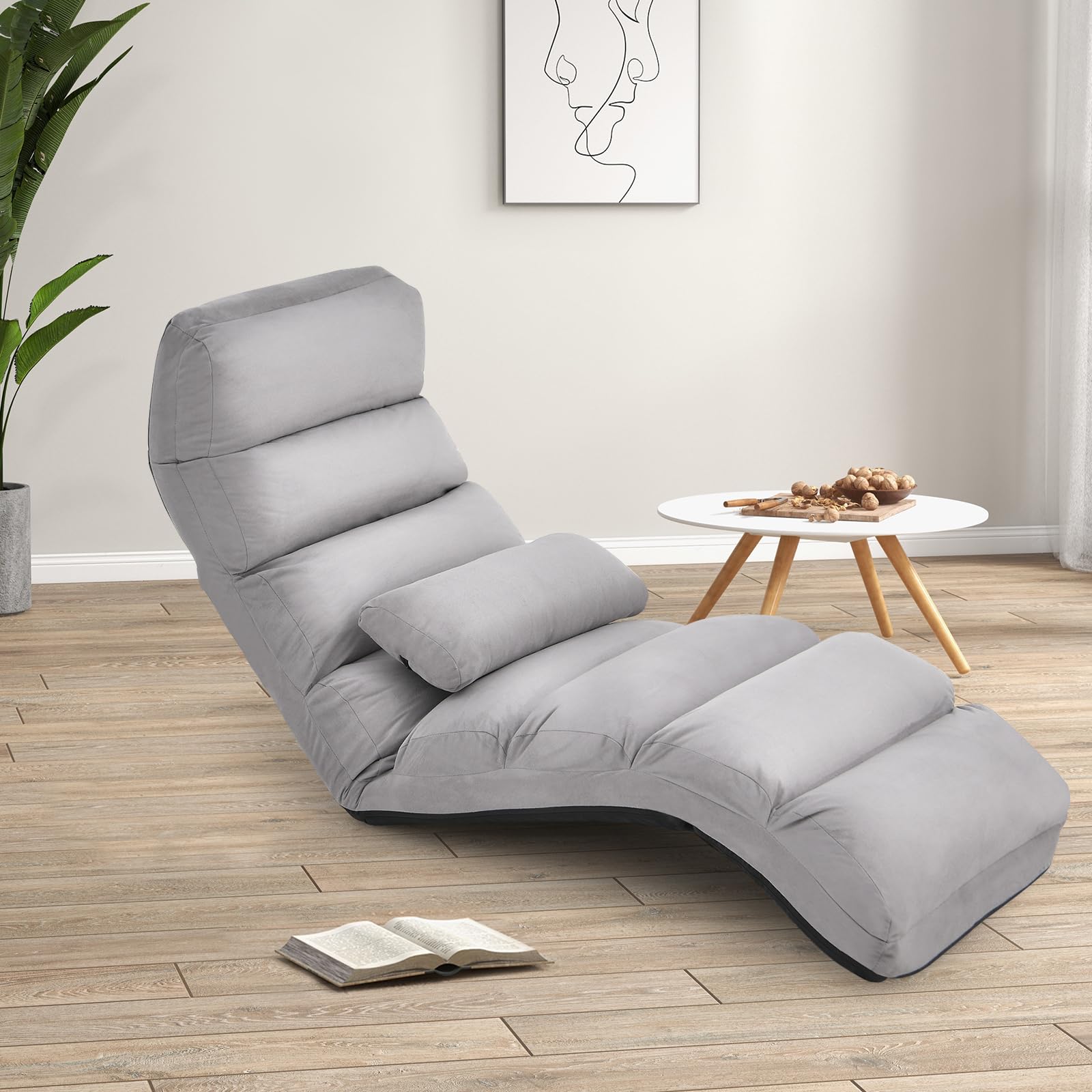 KOMFOTT Foldable Floor Lazy Sofa with Pillow Indoor Chaise Lounger