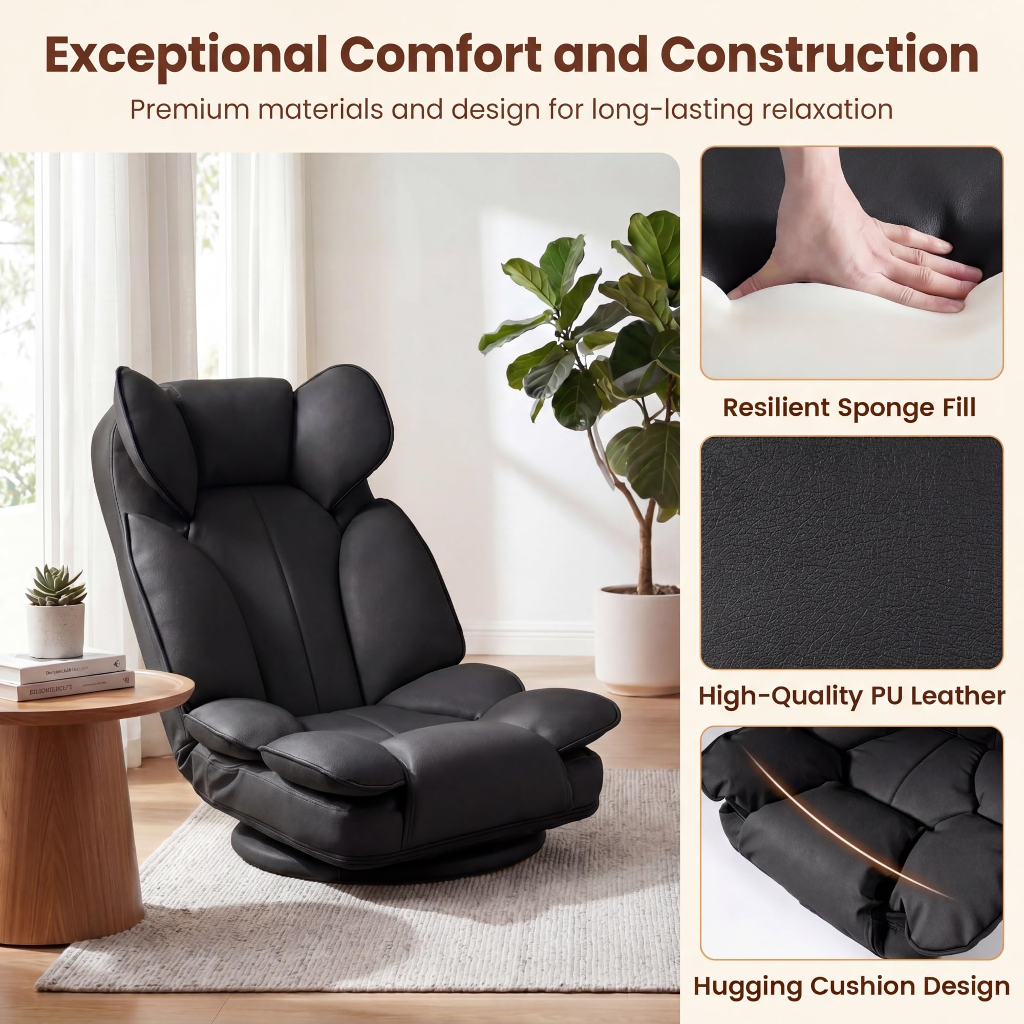 KOMFOTT 360° Swivel Floor Gaming Chair Lazy Lounger Sofa