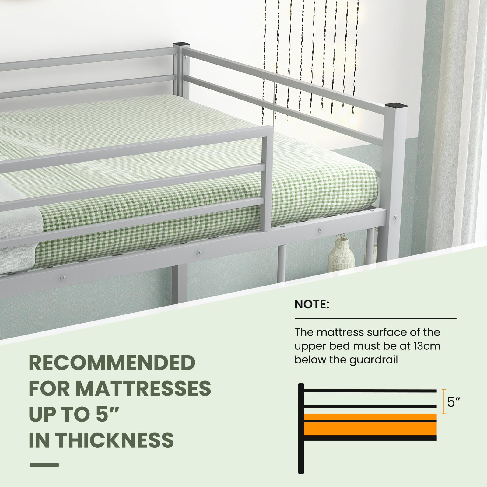 KOMFOTT Metal Low Bunk Bed Twin Over Twin