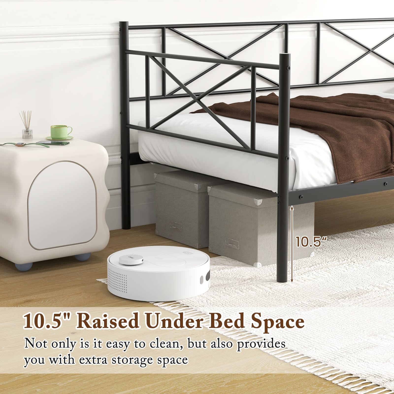 KOMFOTT Twin Size Metal Daybed Frame Modern 2-in-1 Sofa Daybed