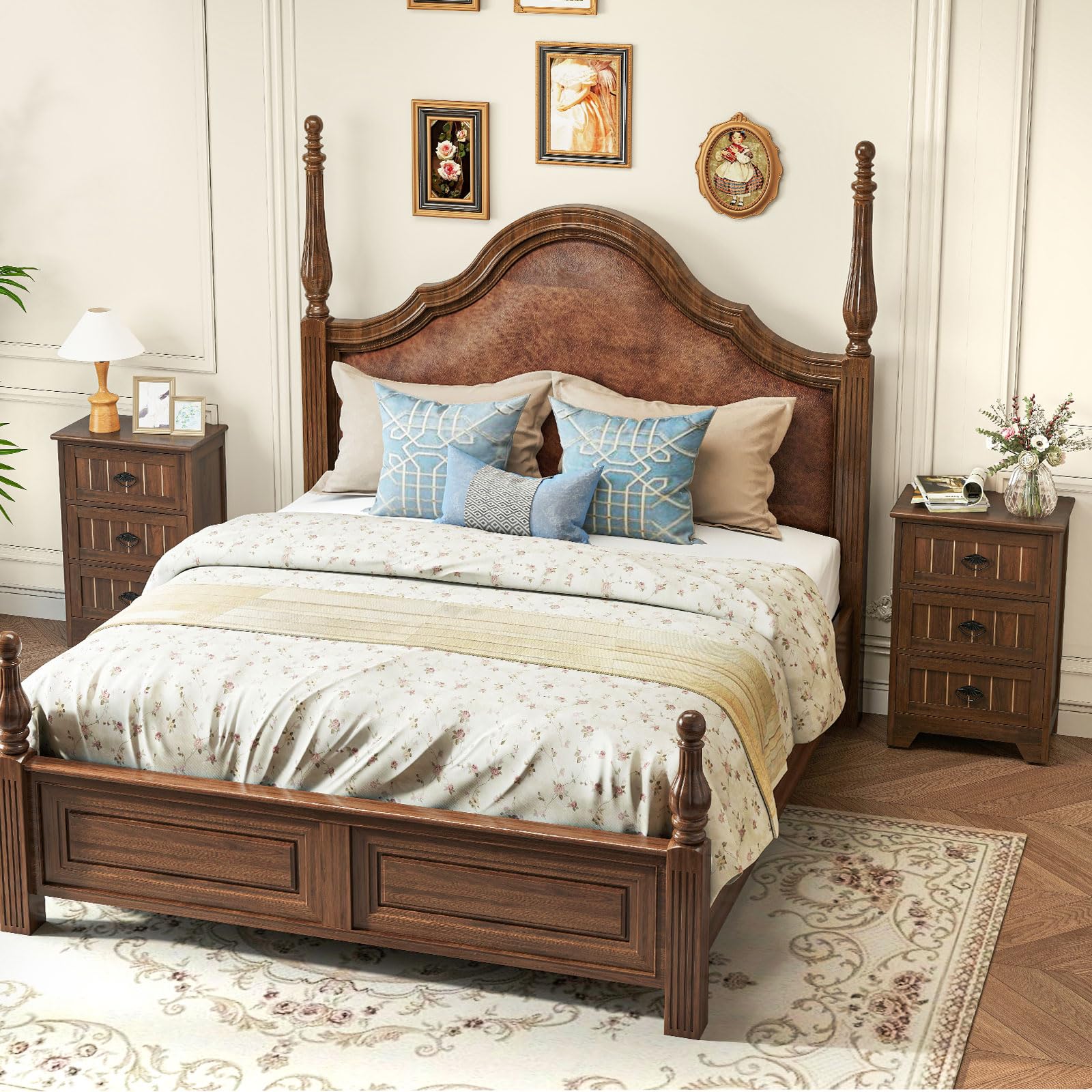 KOMFOTT Farmhouse Nightstand with 3 Storage Drawers（1/2）