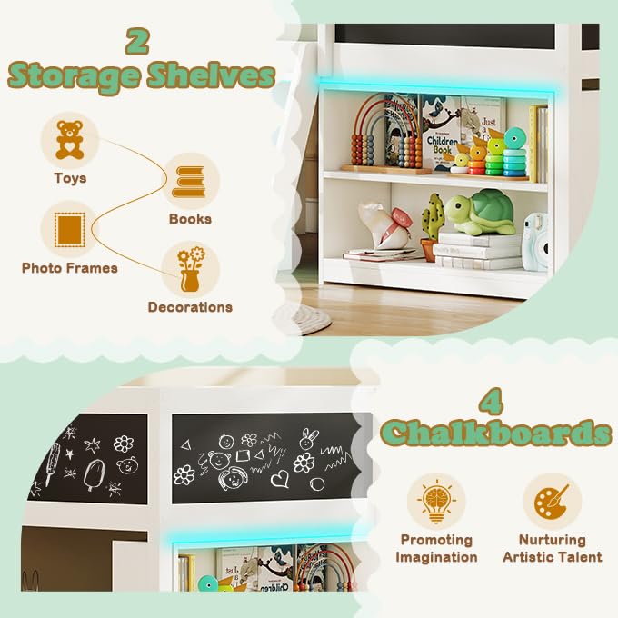 KOMFOTT Twin Size Low Loft Bed with LED Lights