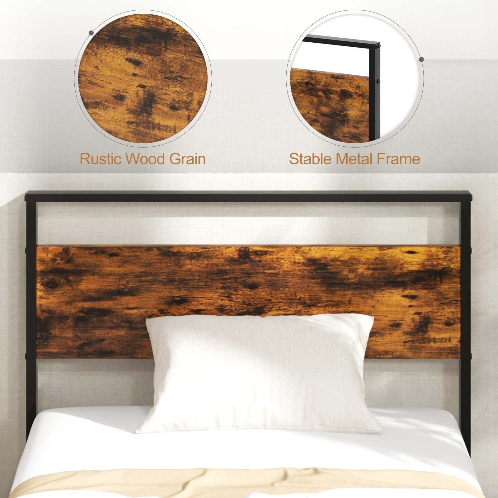 KOMFOTT  Metal Bed Frame with Footboard & Headboard  Heavy-Duty Platform Bed