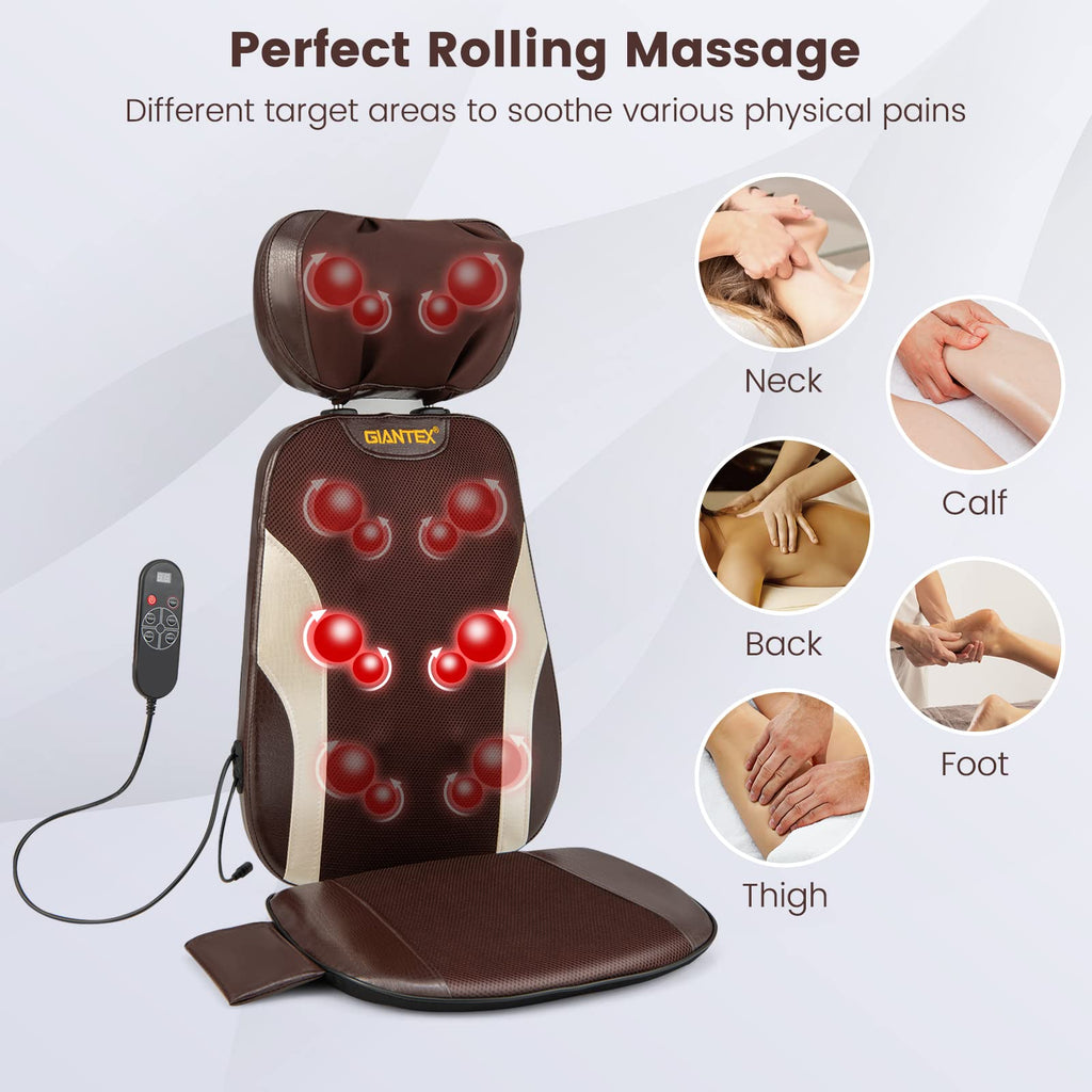 KOMFOTT Shiatsu Back Neck Massager with Heat, Kneading Massage Pillow for Muscle Pain Relief
