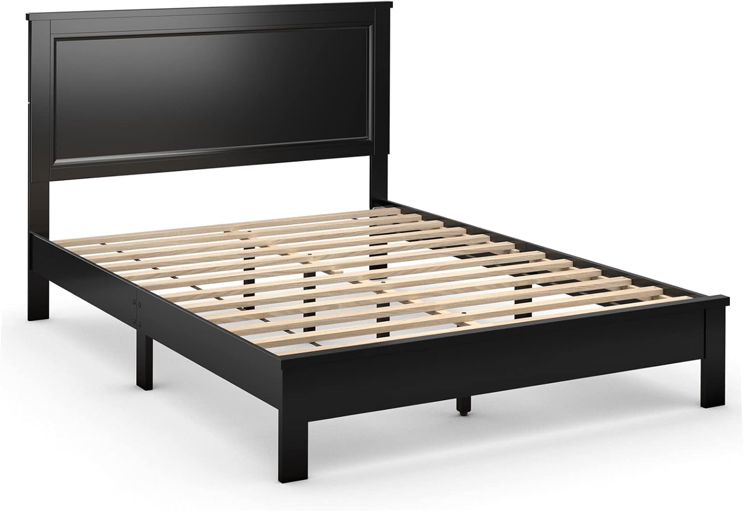 KOMFOTT Queen Size Wood Platform Bed Frame with Headboard