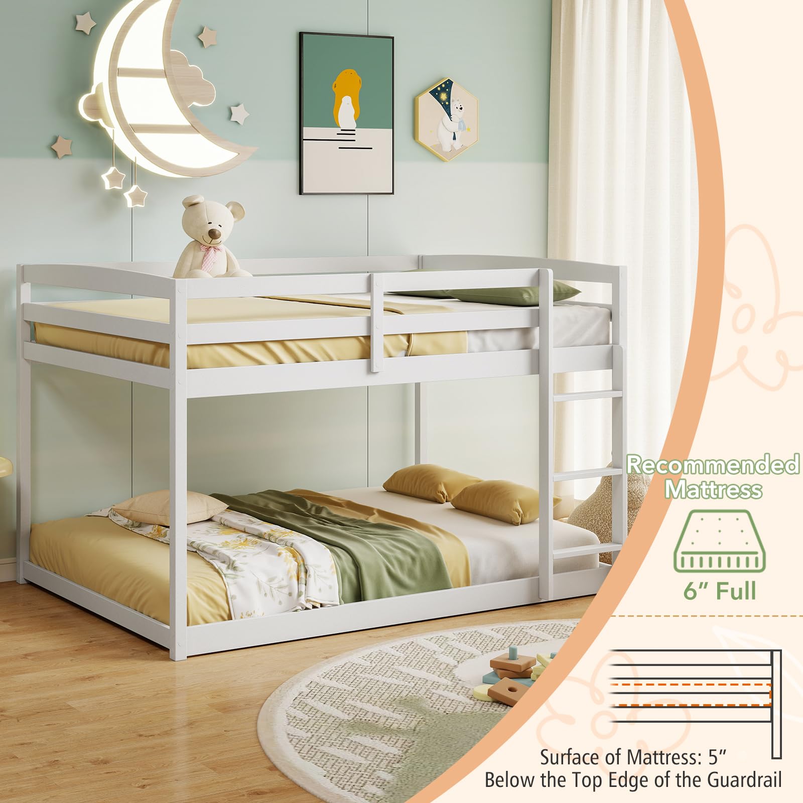 KOMFOTT Low Bunk Bed Full Over Full