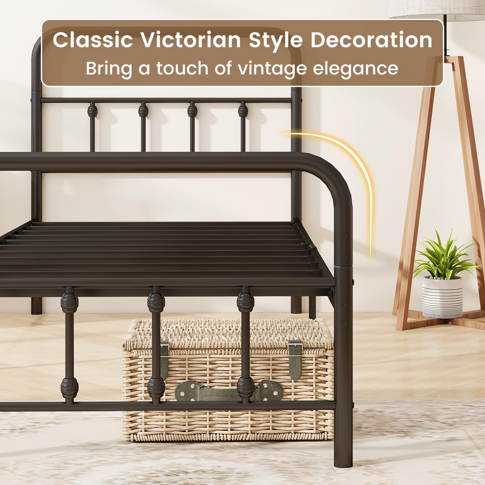 KOMFOTT Metal Bed Frame with Headboard & Footboard