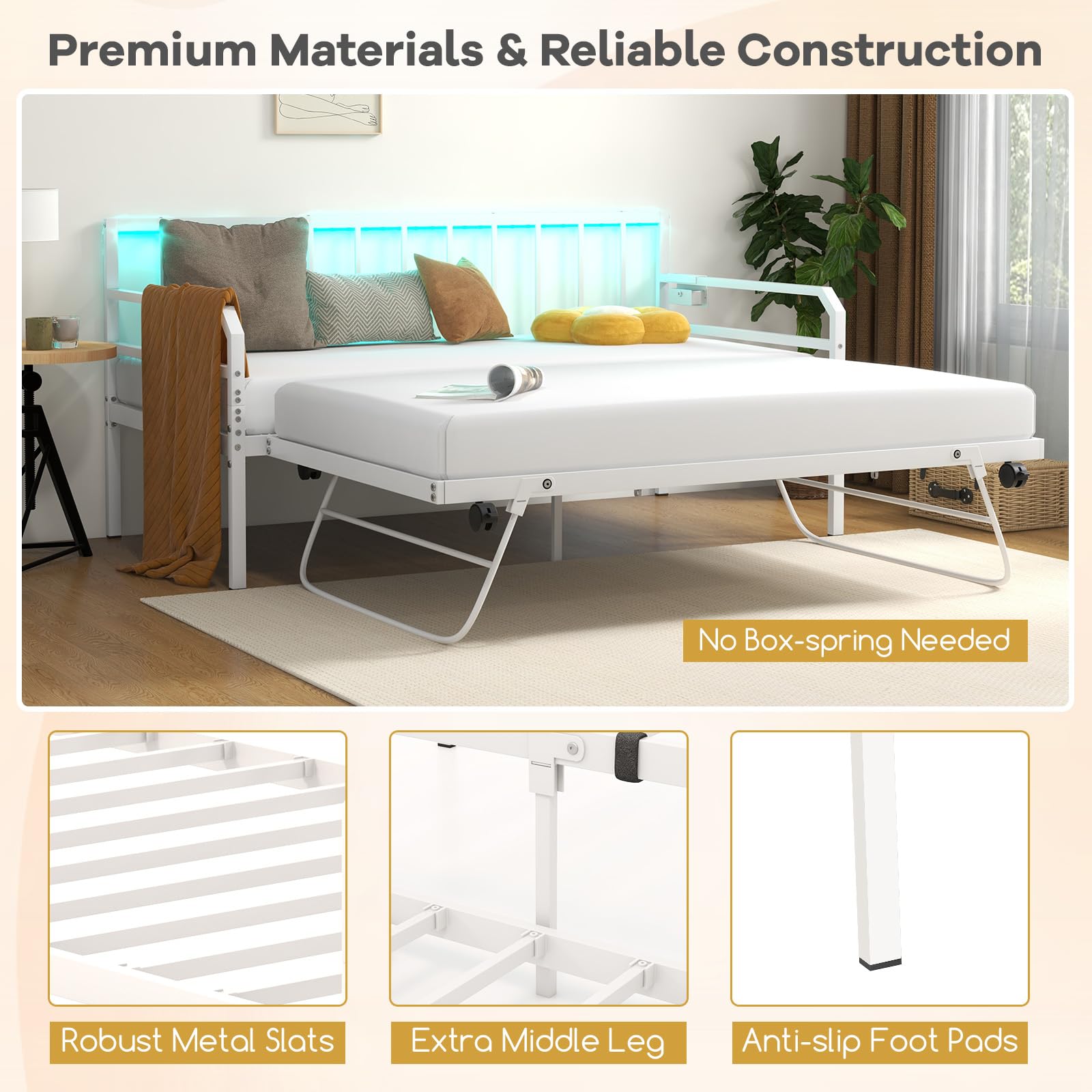 KOMFOTT Twin Daybed with Pop Up Trundle