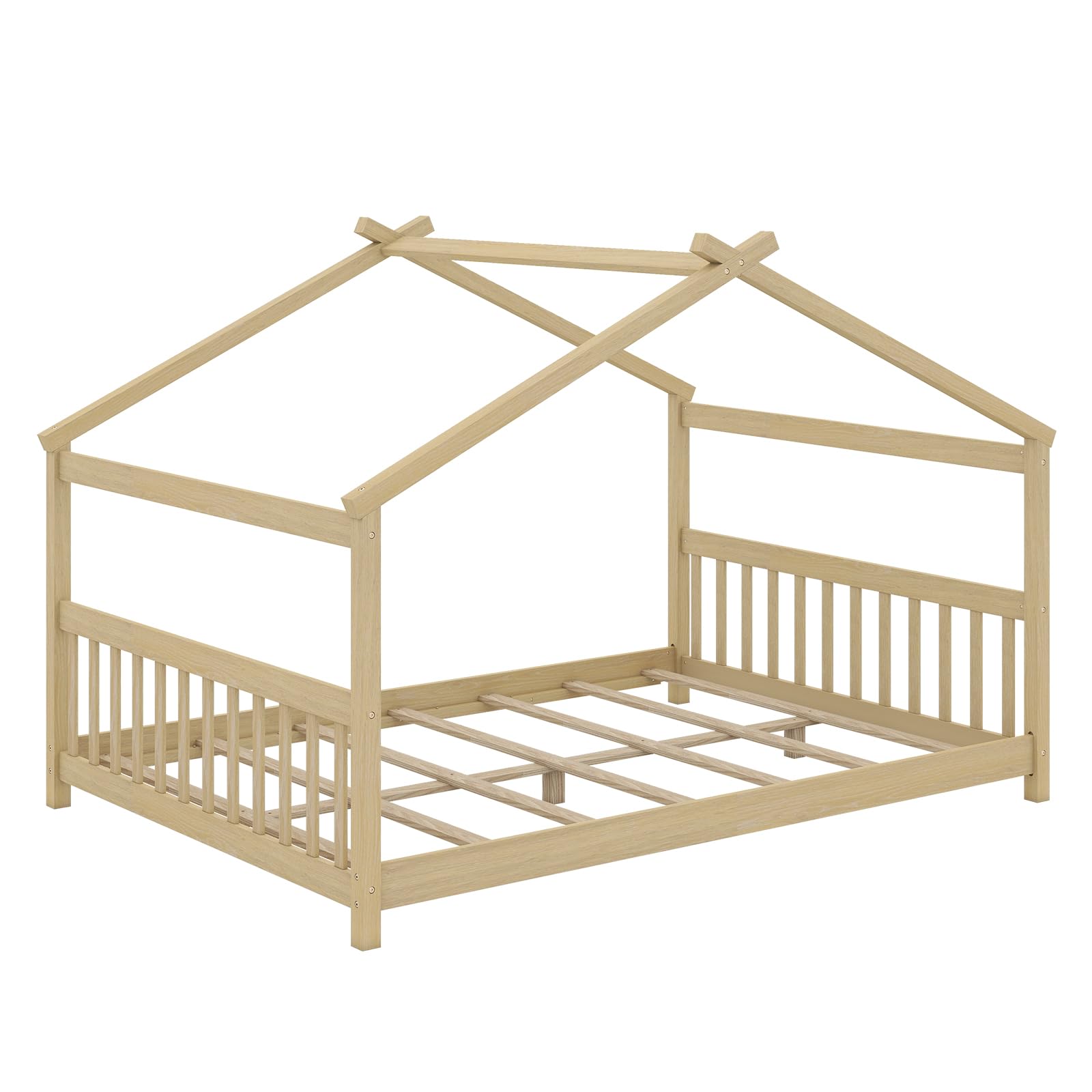 KOMFOTT Full Floor House Bed with Headboard & Footboard